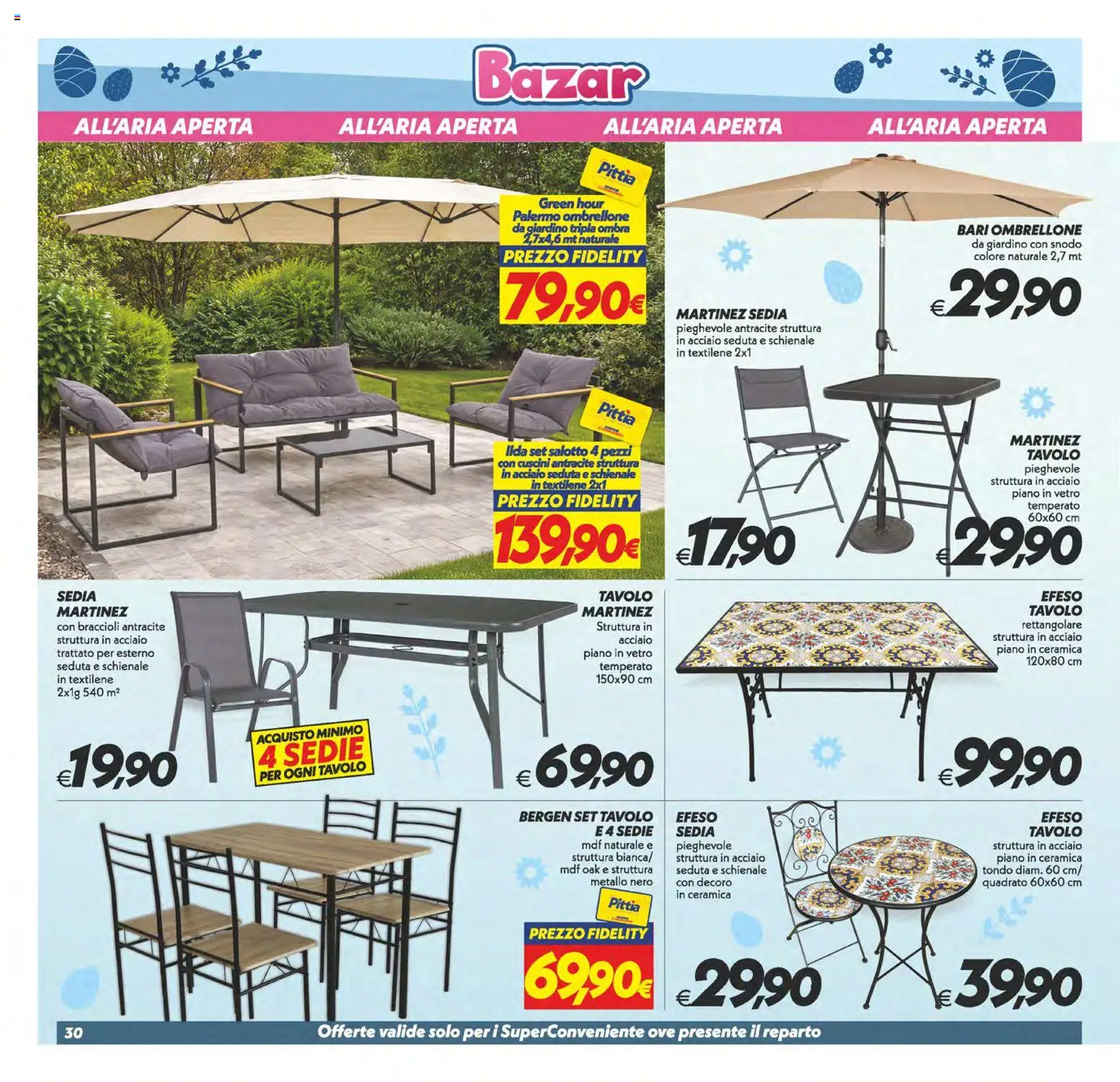 Volantino SuperConveniente del 27.03.2026 | Pagina: 30 | Prodotti: Ombrellone, Braccioli, Tavolo, Sedia