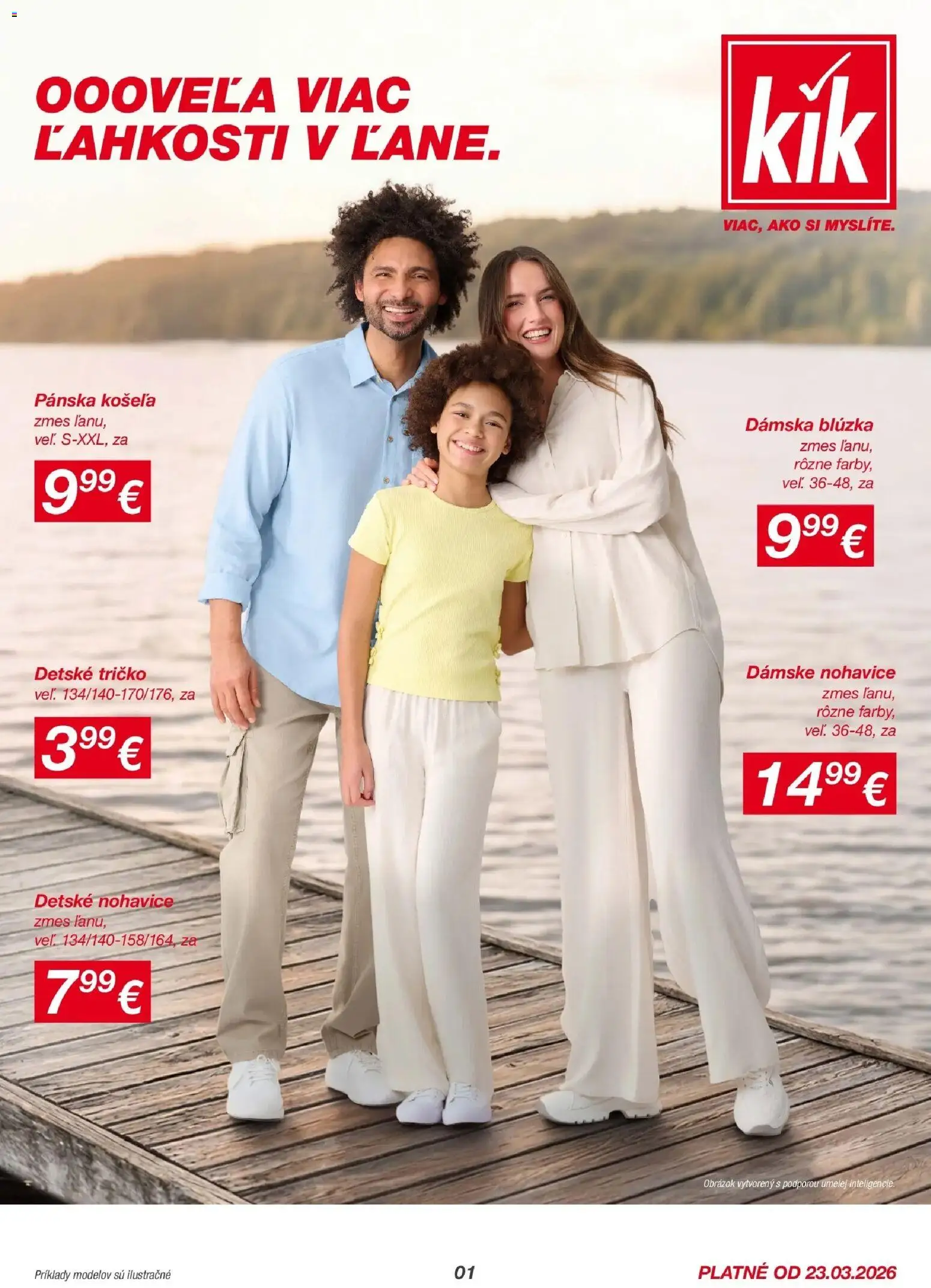 Nové Kik akcie – leták je platný od 19.03.2026 | Strana: 1 | Produkty: Tričko, Blúzka, Košeľa, Nohavice