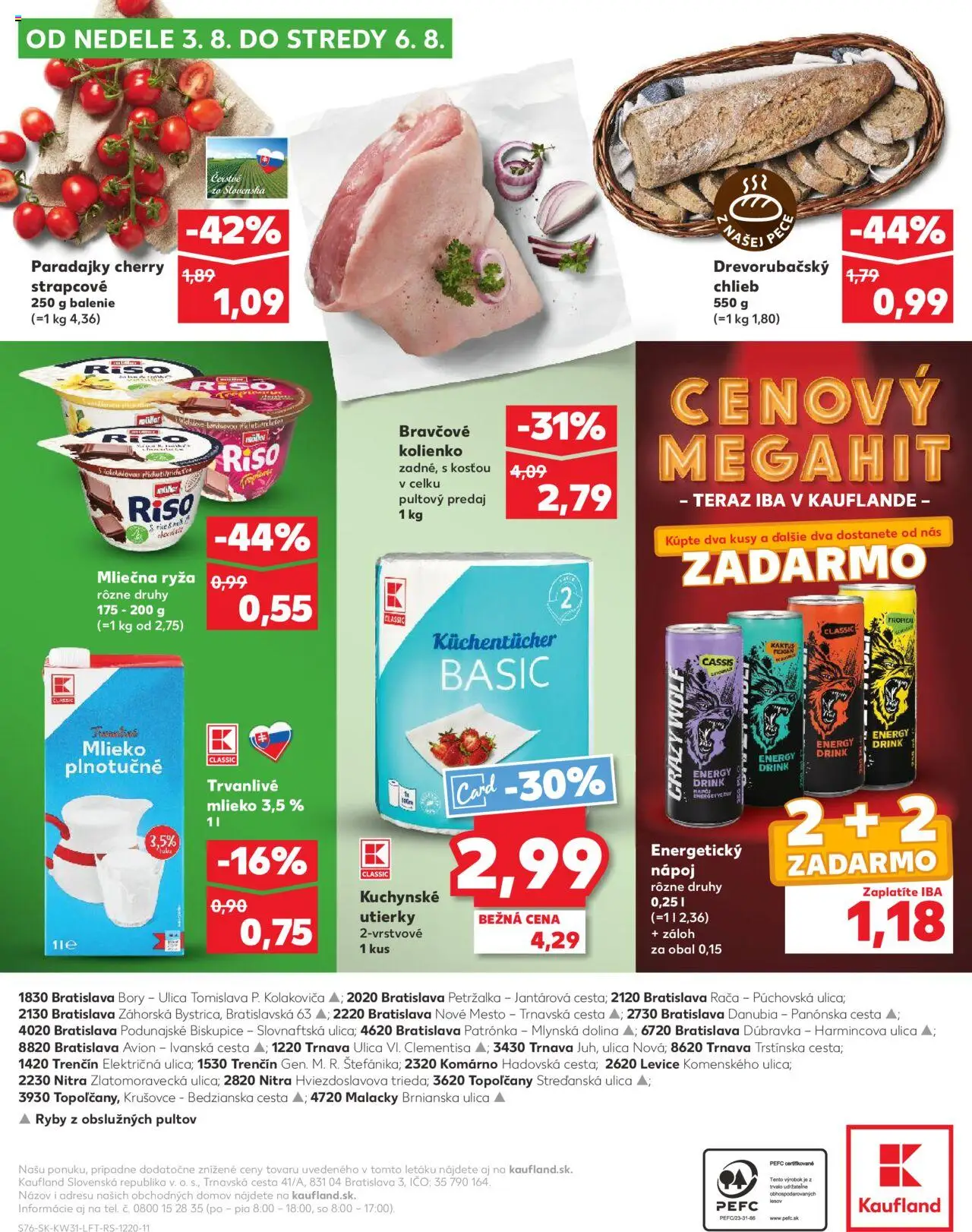 Kaufland Bratislava-Podunajské Biskupice │ platný od 31.07.2025 | Strana: 76 | Produkty: Mlieko, Paradajky, Ryža, Ryby
