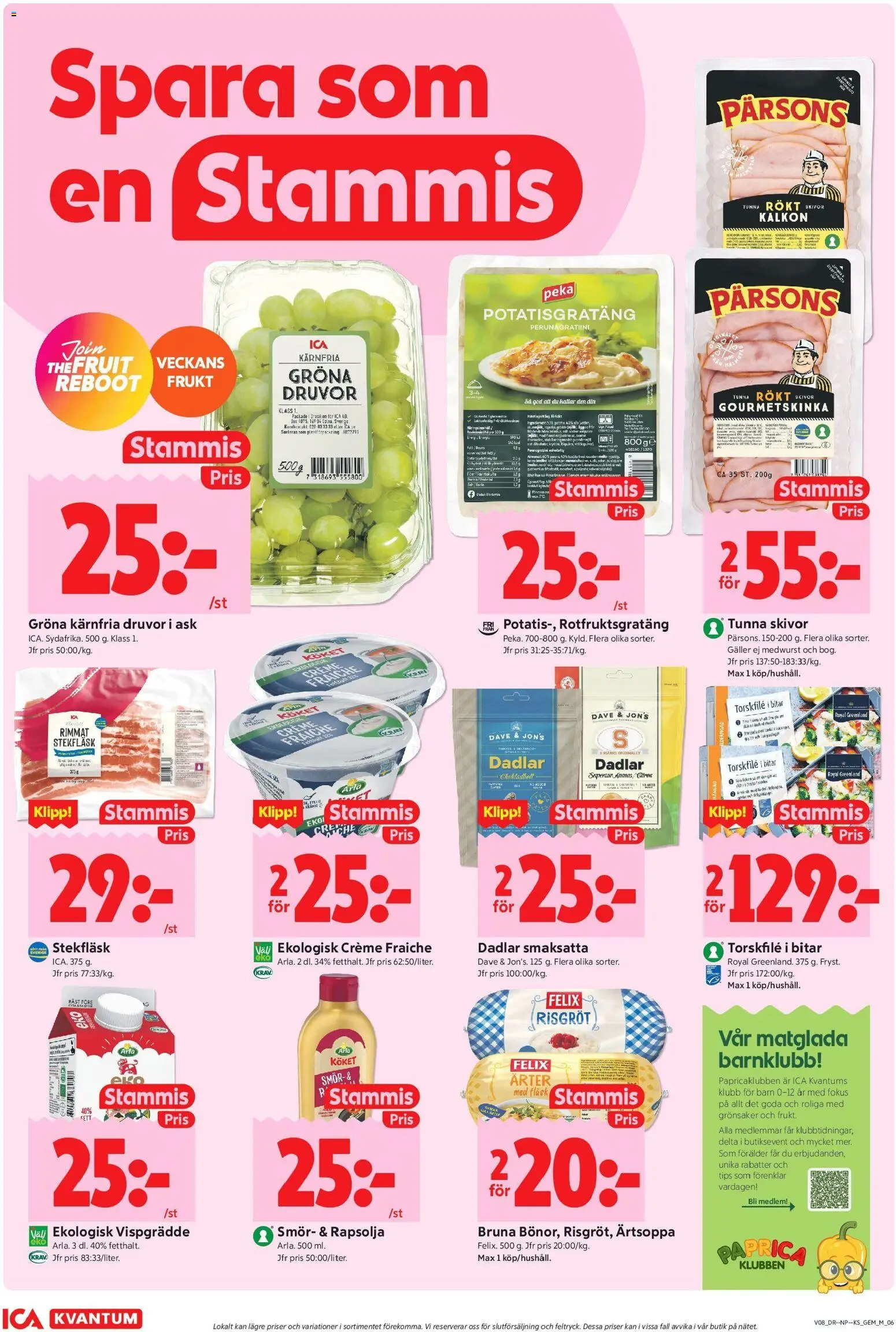 ICA Kvantum reklamblad aktuell från 16.02.2026 | Sida: 6 | Produkter: Torskfile, Smör, Rapsolja, Potatis