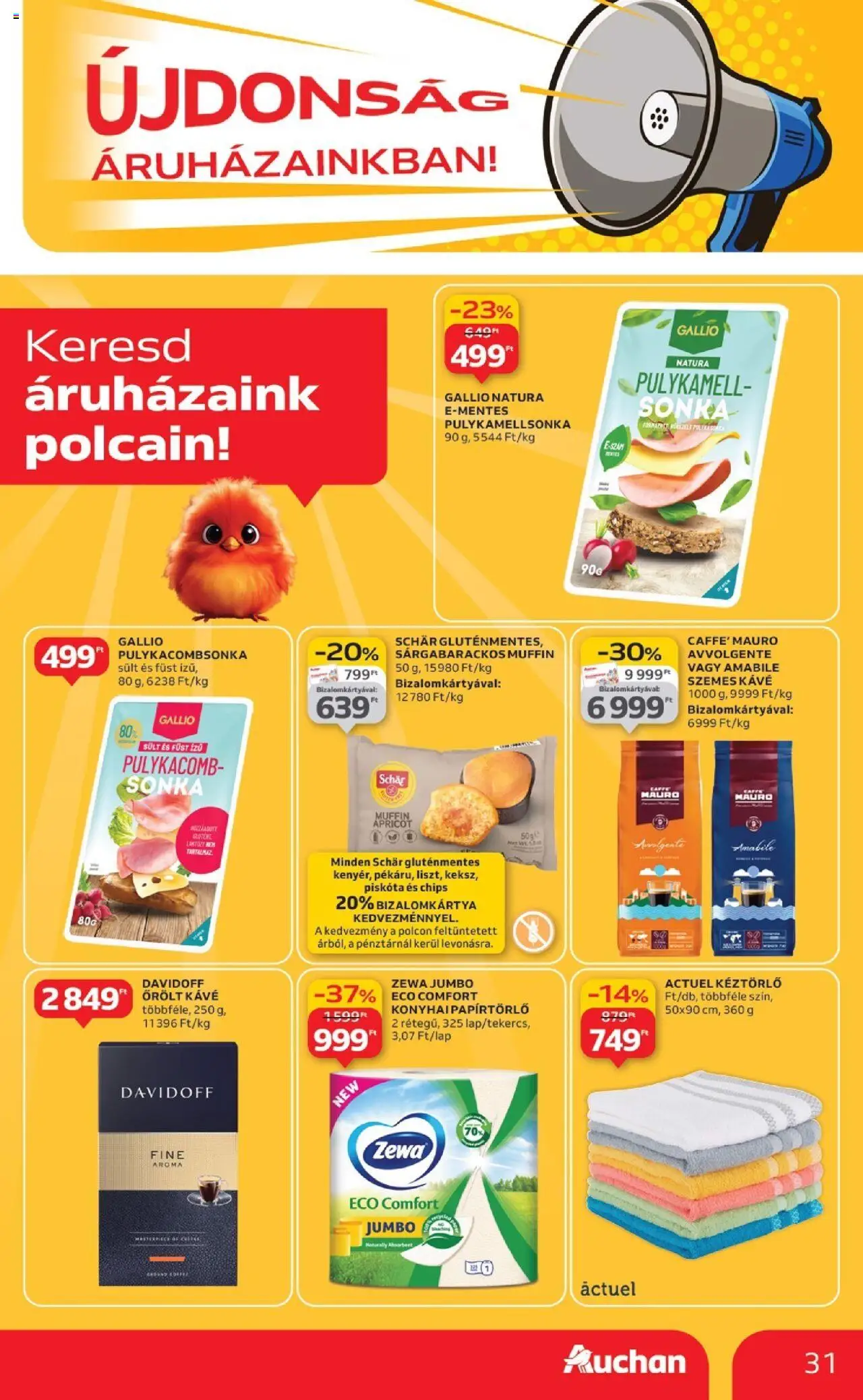 Auchan akciós ujság - amely érvényes a következő dátumtól: 04.09.2025 | Oldal: 31 | Termékek: Chips, Kávé, Gluténmentes, Pulykacomb