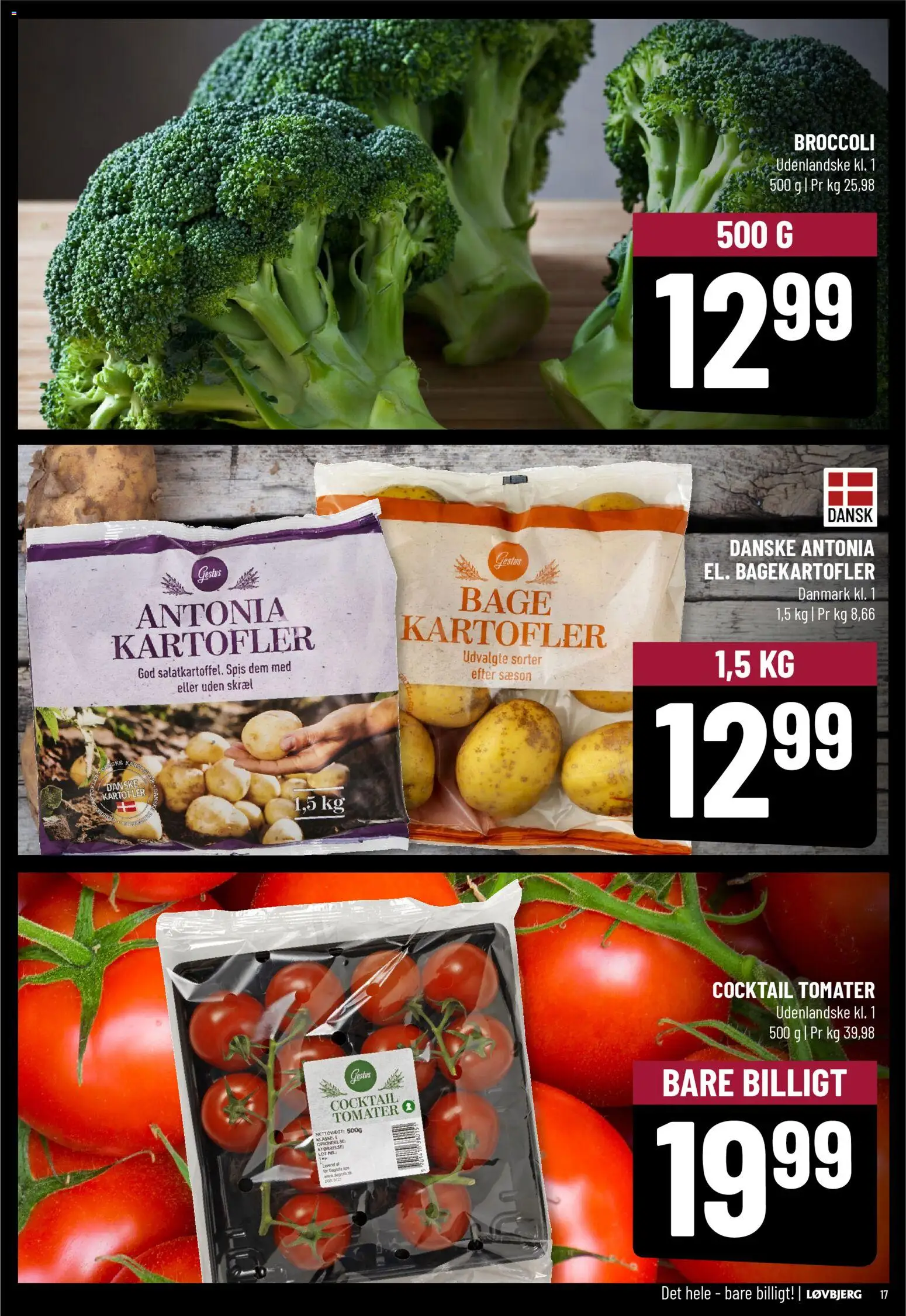 Løvbjerg tilbudsavis – gyldig fra 31.10.2025 | Side: 17 | Produkter: Tomater, Kartofler, Broccoli