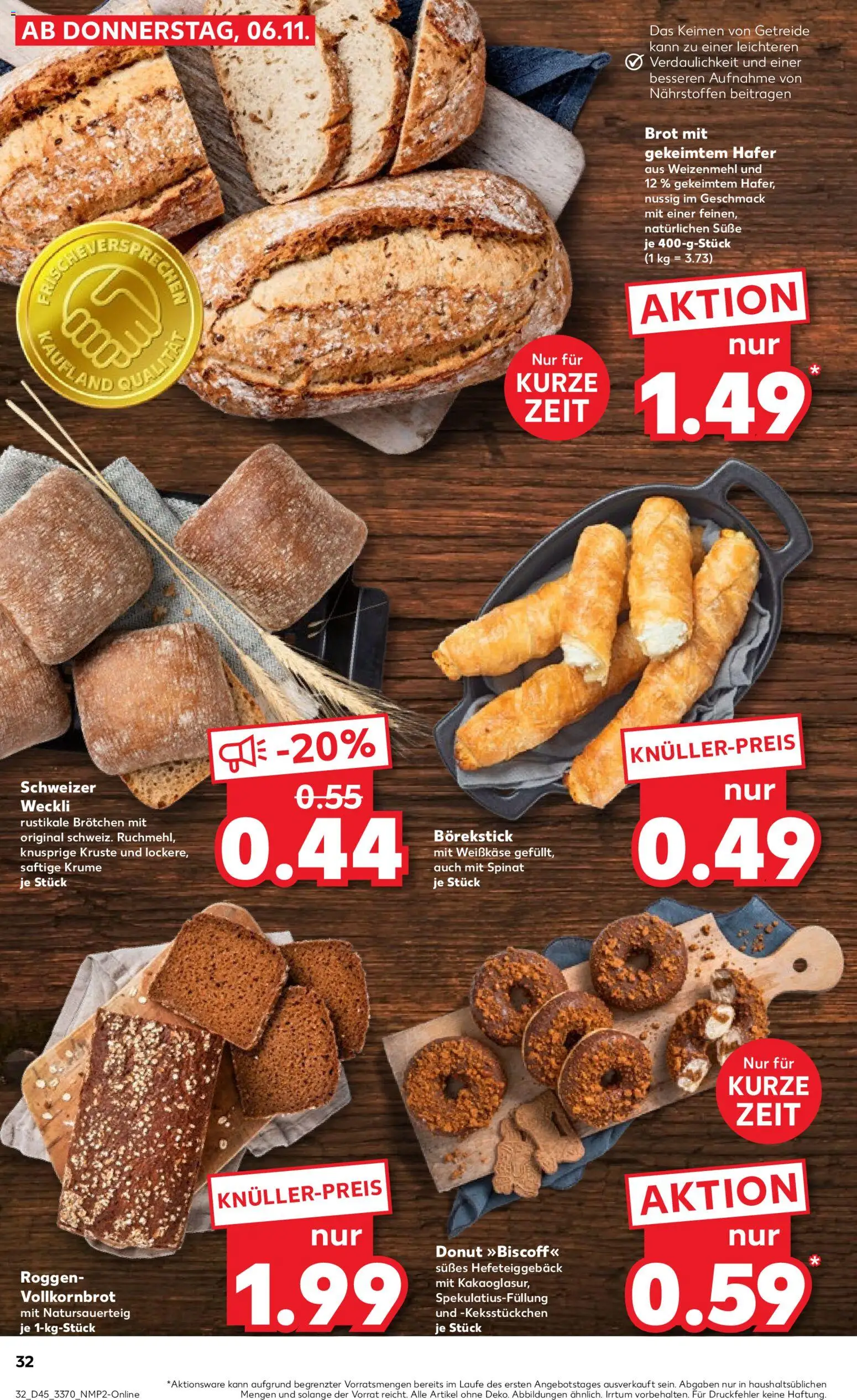 Kaufland prospekt Frankfurt (Oder)	 – gültig ab 06.11.2025 | Seite: 32 | Produkte: Vollkornbrot, Weizenmehl, Brot, Getreide