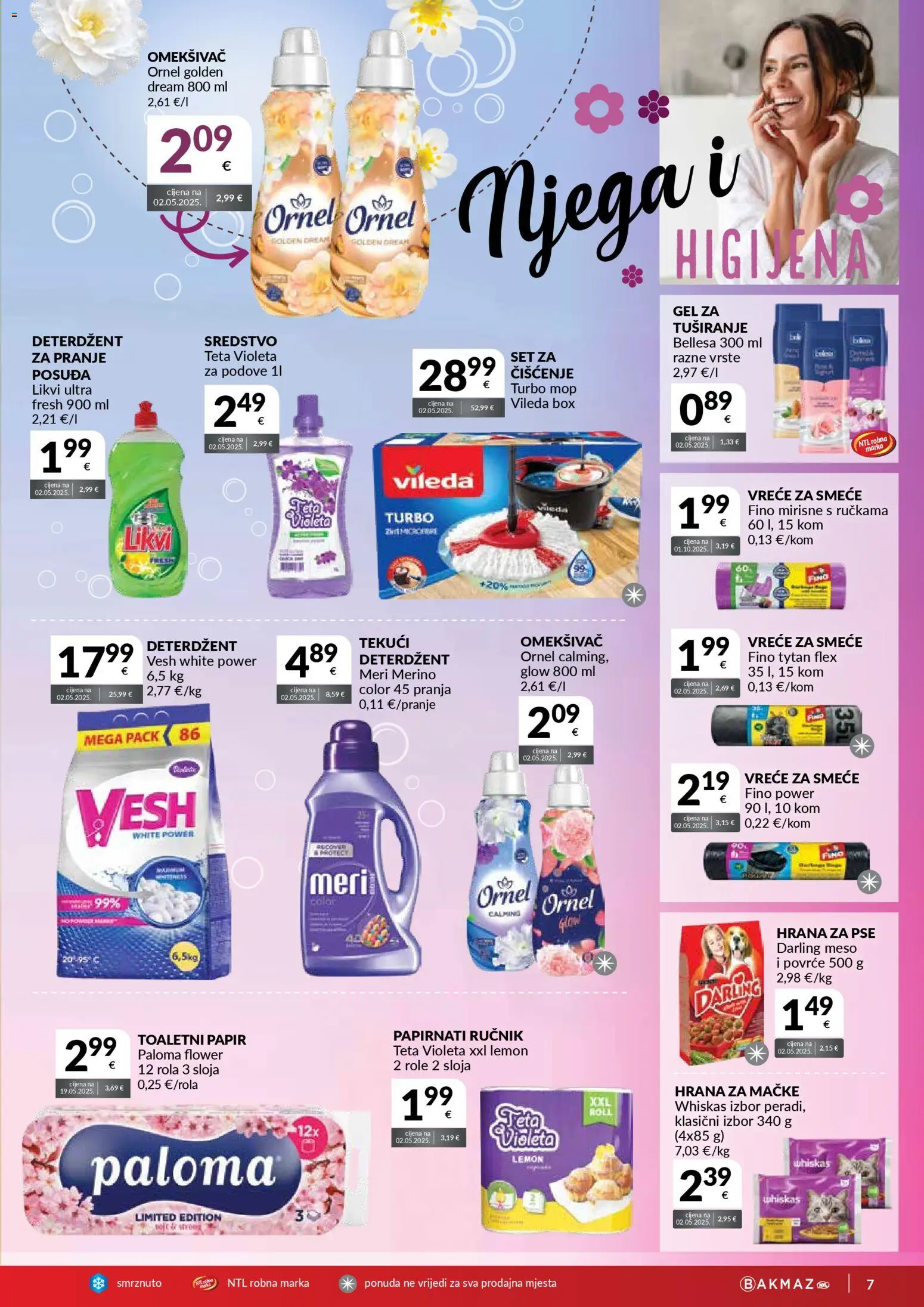 Bakmaz katalog | vrijedi od 22.04.2026 | Stranica: 7 | Proizvodi: Hrana za pse, Omekšivač, Deterdžent, Vileda