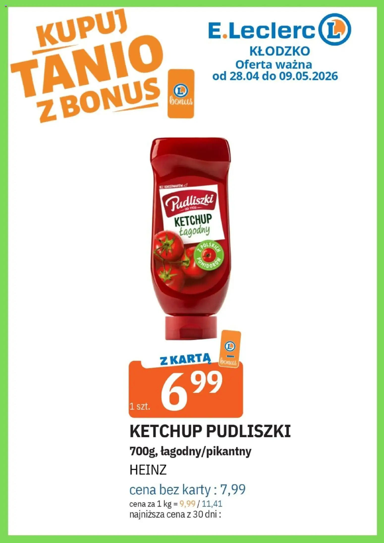 E.Leclerc gazetka - Kłodzko od 28.04.2026 | Strona: 36 | Produkty: Karta, Ketchup, Ketchup pudliszki