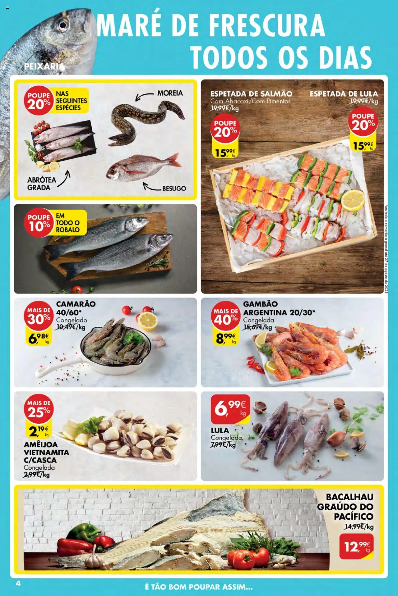 Pingo Doce Poupe Esta Semana Açores │ válido de 24.07.2025 | Página: 4 | Produtos: Bacalhau, Camarão, Salmão