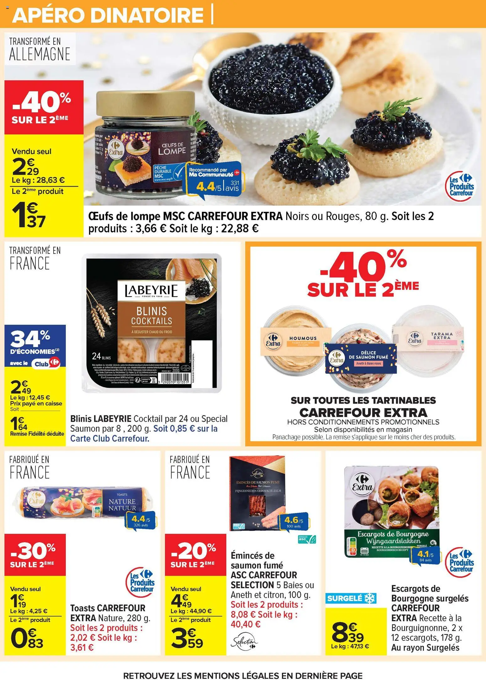 {H1} | Page: 10 | Produits: Poids, Escargots, Tarama, Œufs