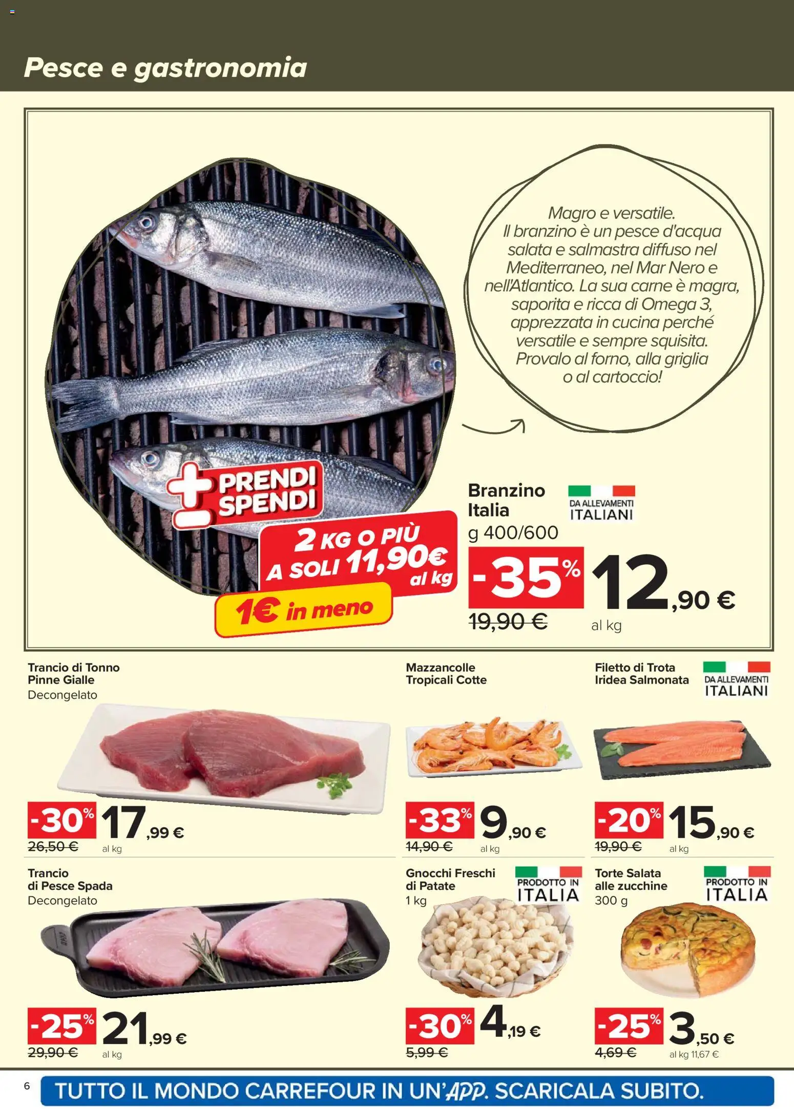 Volantino Carrefour del 13.03.2026 | Pagina: 6 | Prodotti: Mazzancolle, Trota, Zucchine, Griglia