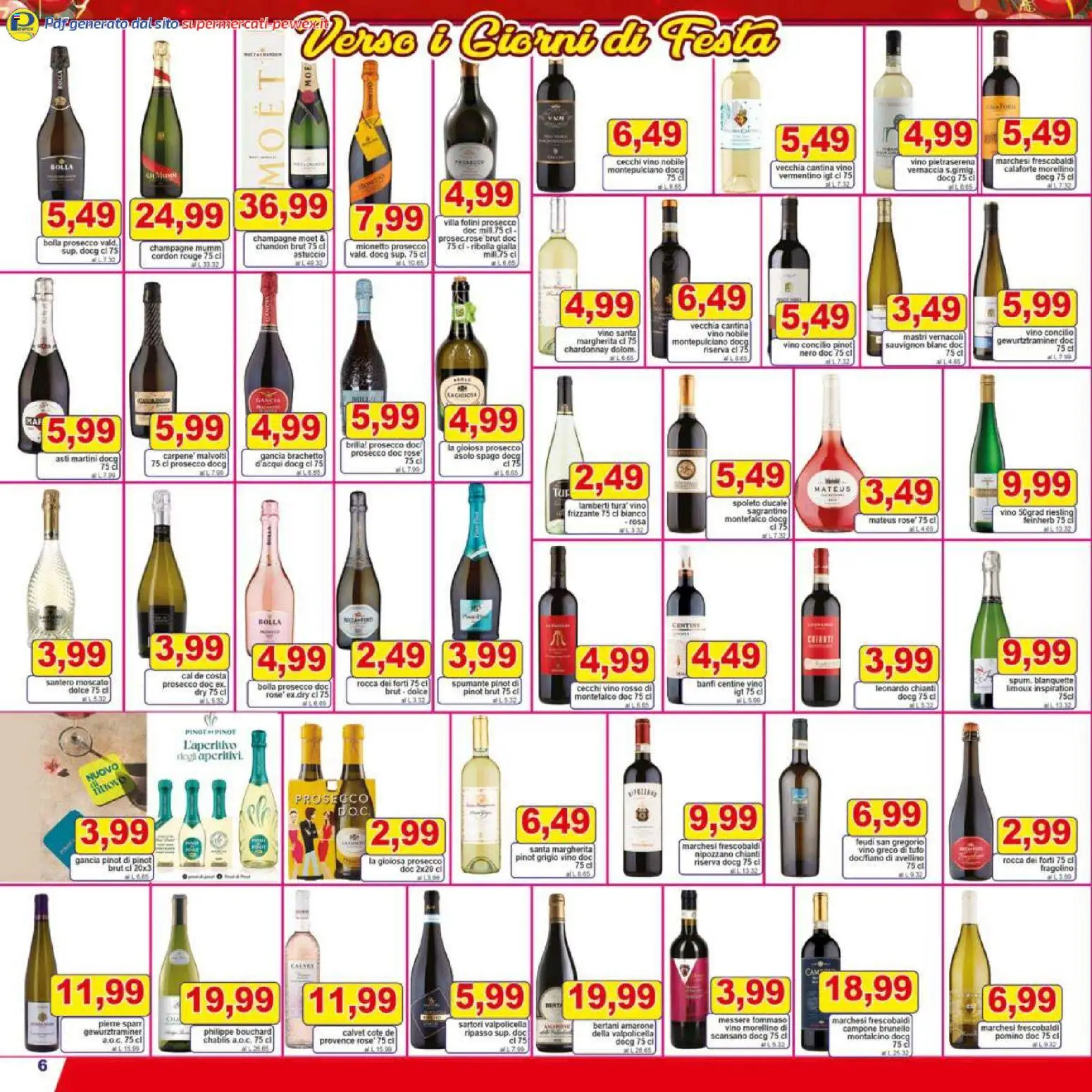 Volantino Pewex del 16.12.2025 | Pagina: 6 | Prodotti: Spumante, Mais, Astuccio, Vino rosso
