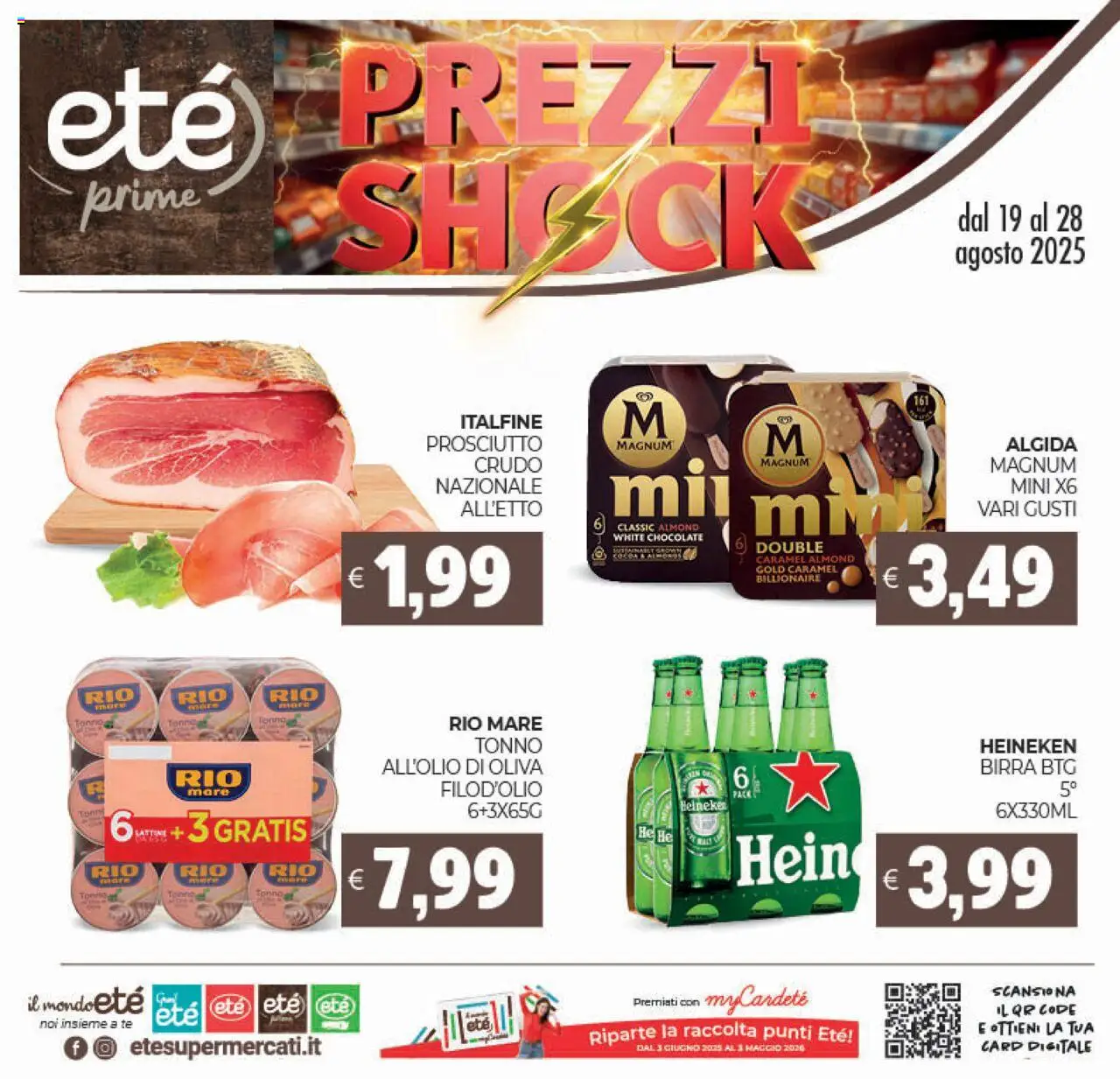 Volantino Eté del 19.08.2025 | Pagina: 1 | Prodotti: Birra, Prosciutto, Tonno, Heineken