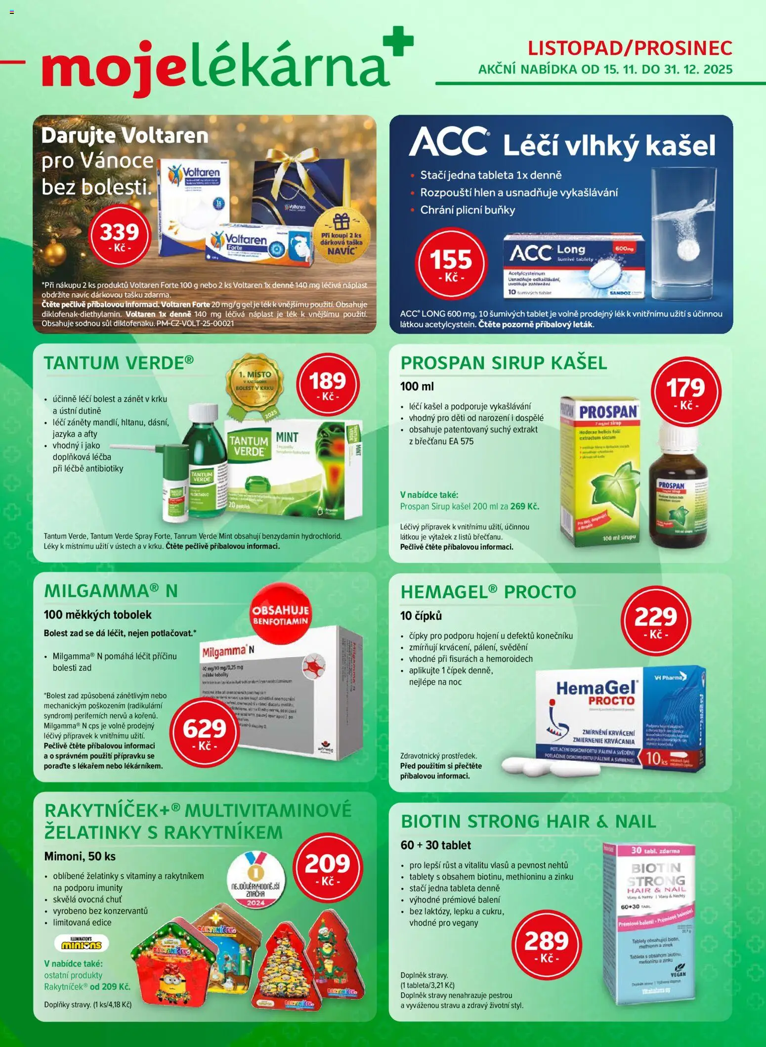 Moje lékárna leták od 15.11.2025 | Strana: 1 | Produkty: Náplast, Dárková taška, Vitamíny, Sirup