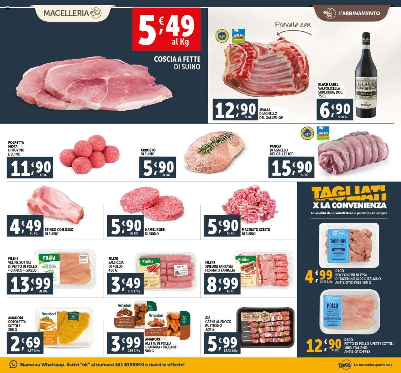 Volantino Decò del 23.09.2025 | Pagina: 5 | Prodotti: Tacchino, Salsiccia, Agnello, Hamburger