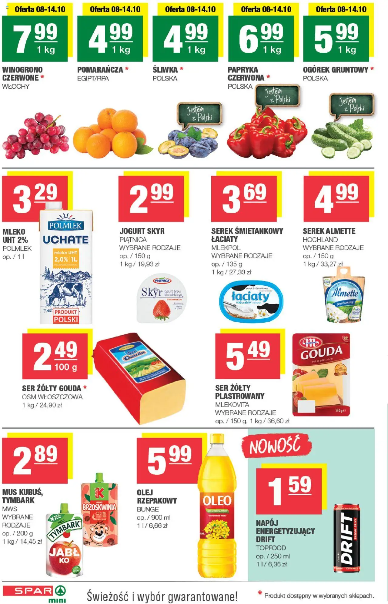 Spar Gazetka - Mini od 08.10.2025 | Strona: 2 | Produkty: Serek, Papryka, Mleko, Olej
