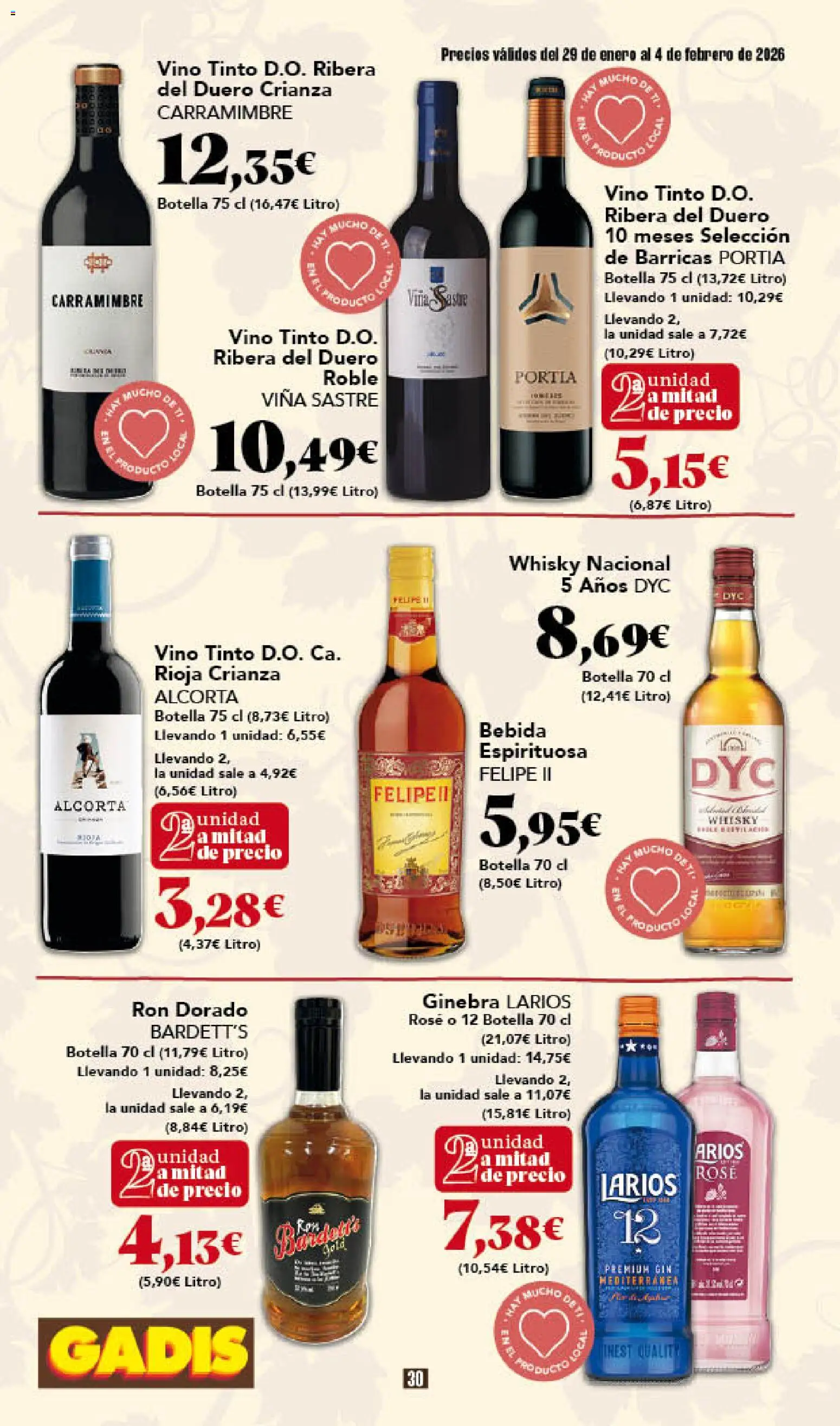 Gadis - folleto │ válido desde el 29.01.2026 | Página: 30 | Productos: Ron, Vino, Ginebra, Whisky