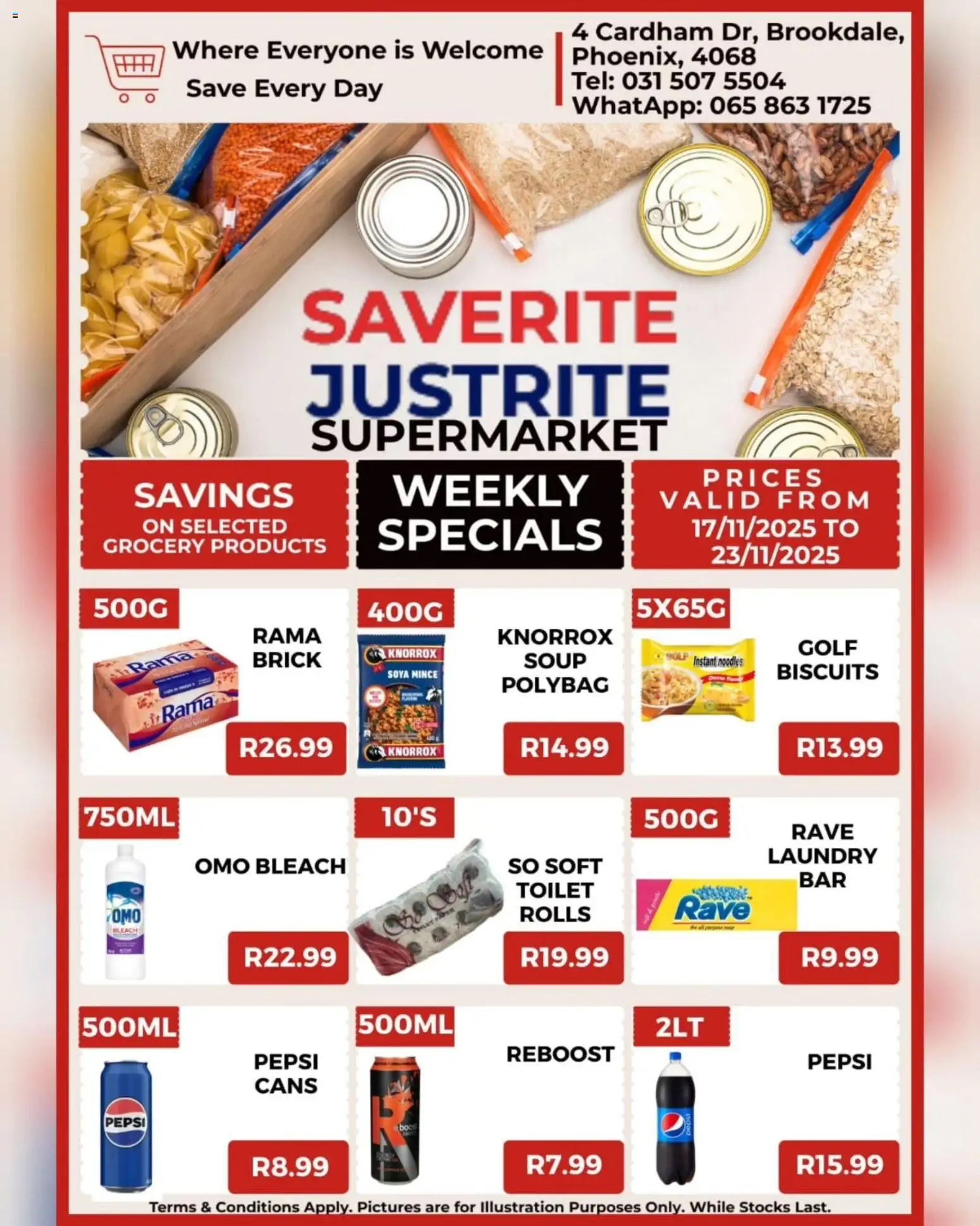New Saverite catalogue – valid from 17.11.2025 | Page: 2 | Products: Toilet, Bleach, Soup, Soya mince