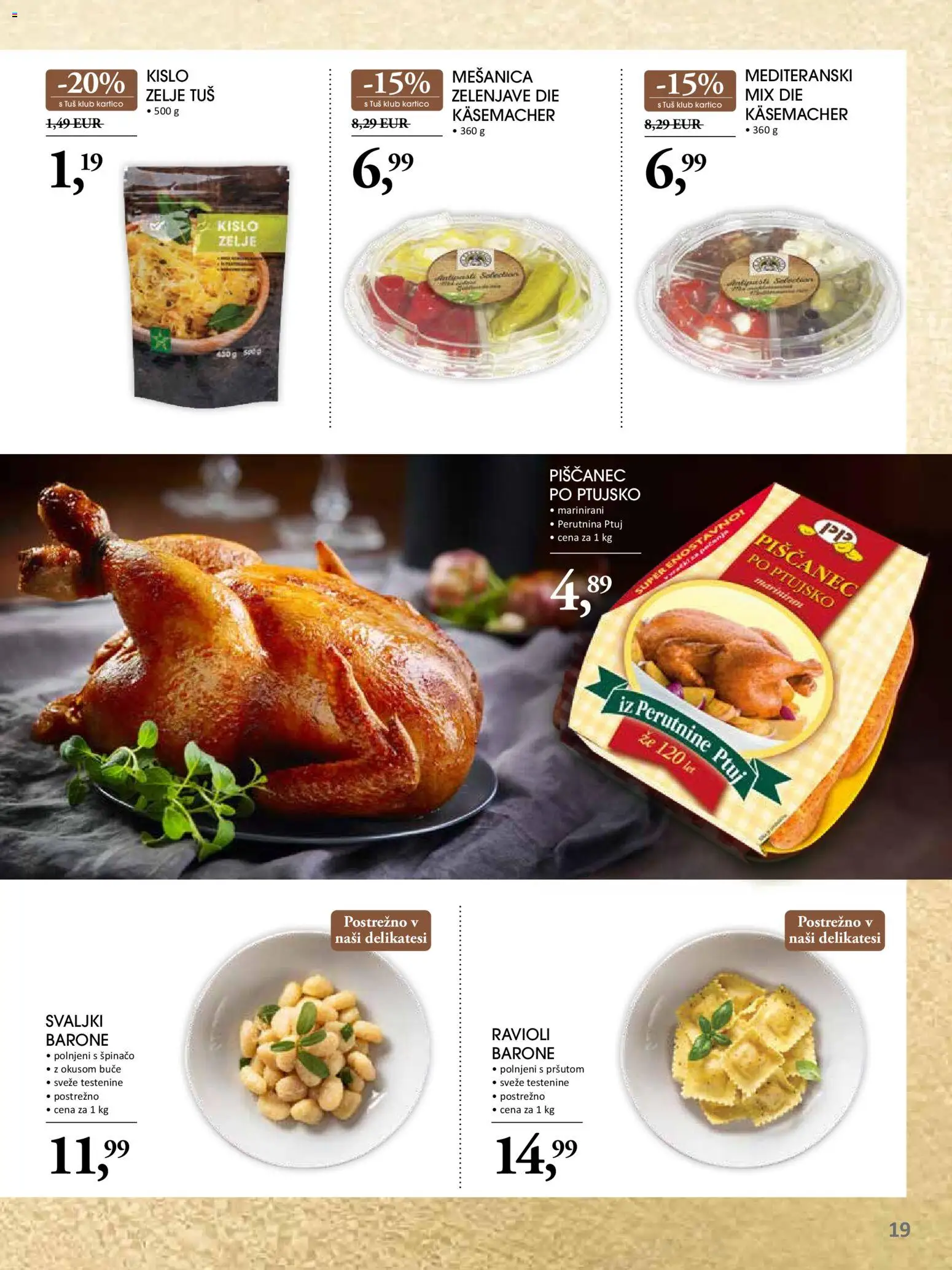 Novi Tuš katalog ponudbe – veljaven od 19.11.2025 | Stran: 19 | Izdelki: Buče, Testenine, Zelje