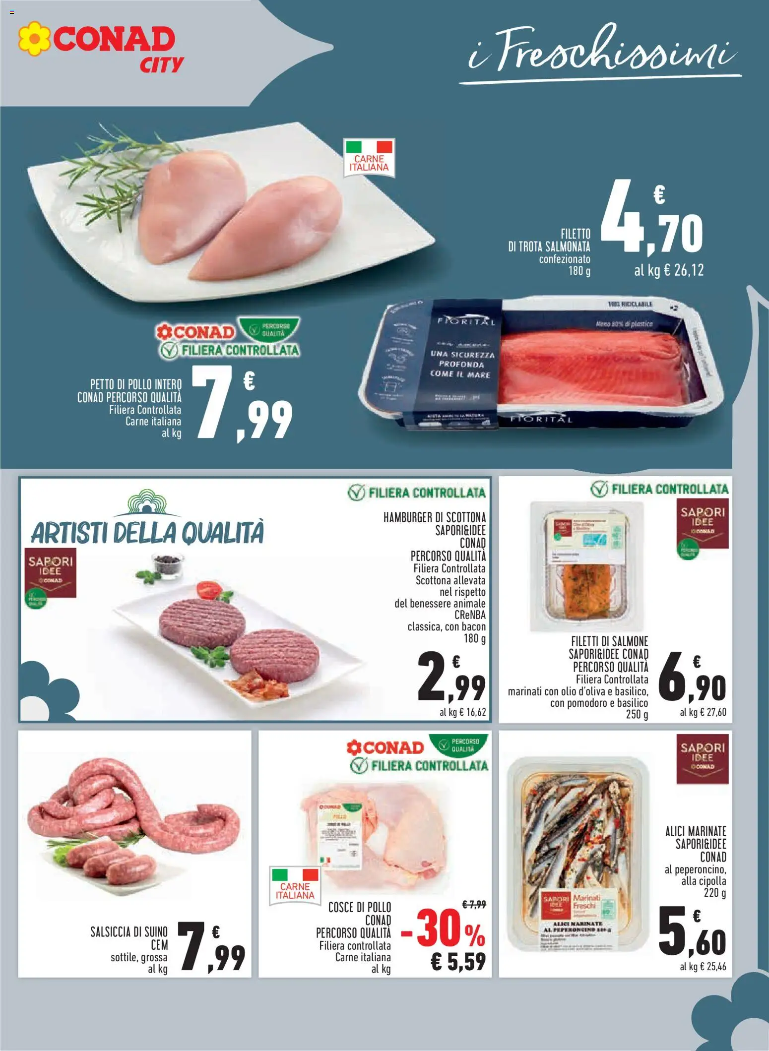 Volantino Conad del 20.11.2025 | Pagina: 11 | Prodotti: Salmone, Trota, Suino, Hamburger