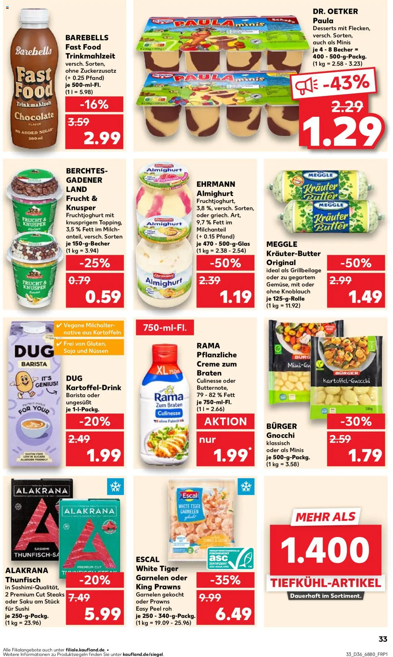 Kaufland prospekt Völklingen	 – gültig ab 07.09.2025 | Seite: 33 | Produkte: Rama, Ehrmann almighurt, Kartoffeln, Tiger garnelen