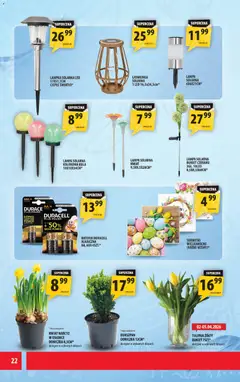 Pogląd oferty "Arhelan gazetka" - ważna od 27.03.2026 | Strona: 22 | Produkty: Lampa solarna, Bateria, Doniczka, Lampa