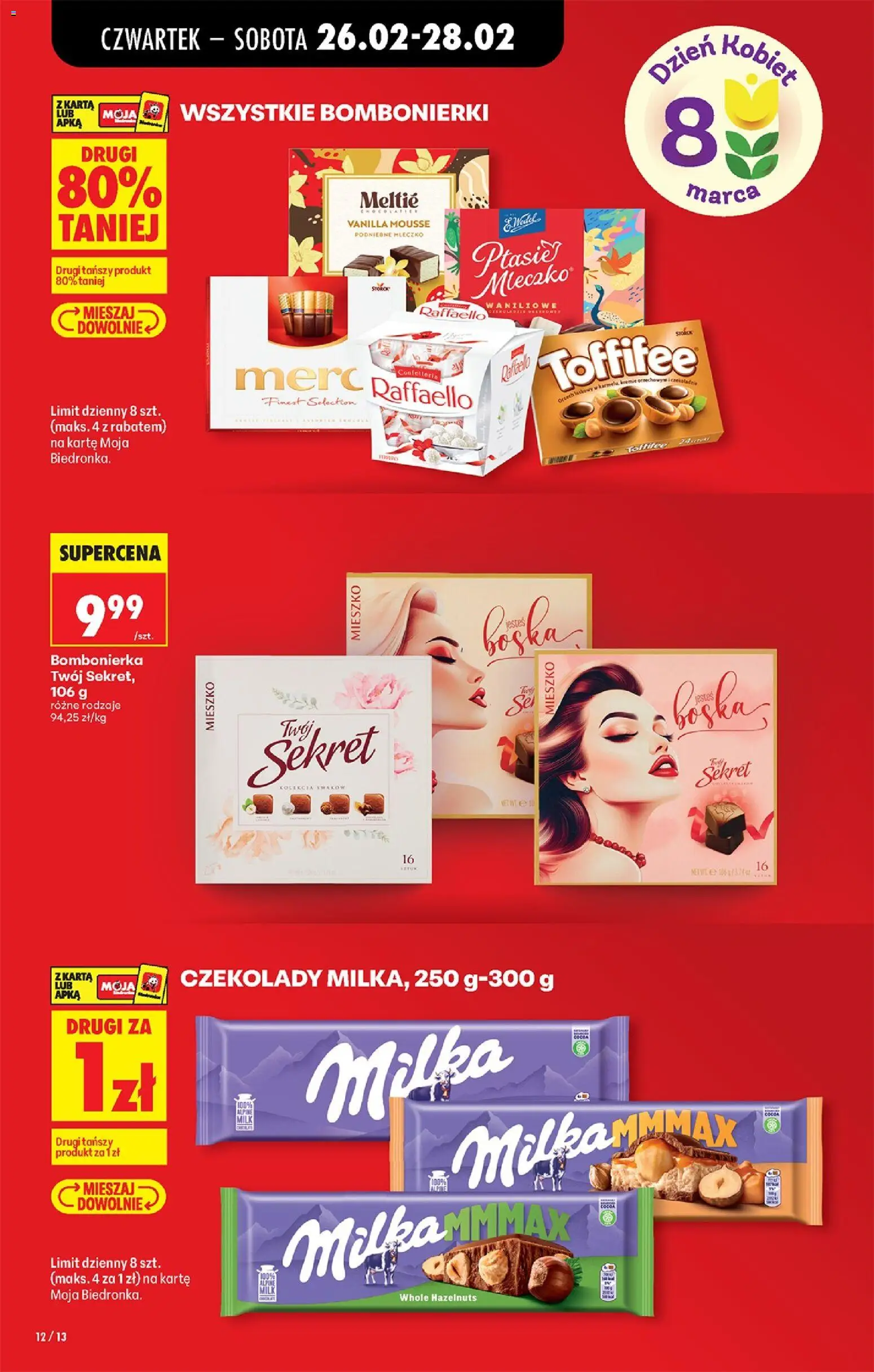 Biedronka gazetka - Oferta w tym tygodniu od 26.02.2026 | Strona: 14 | Produkty: Bombonierka, Czekolady milka, Milka, Ptasie mleczko