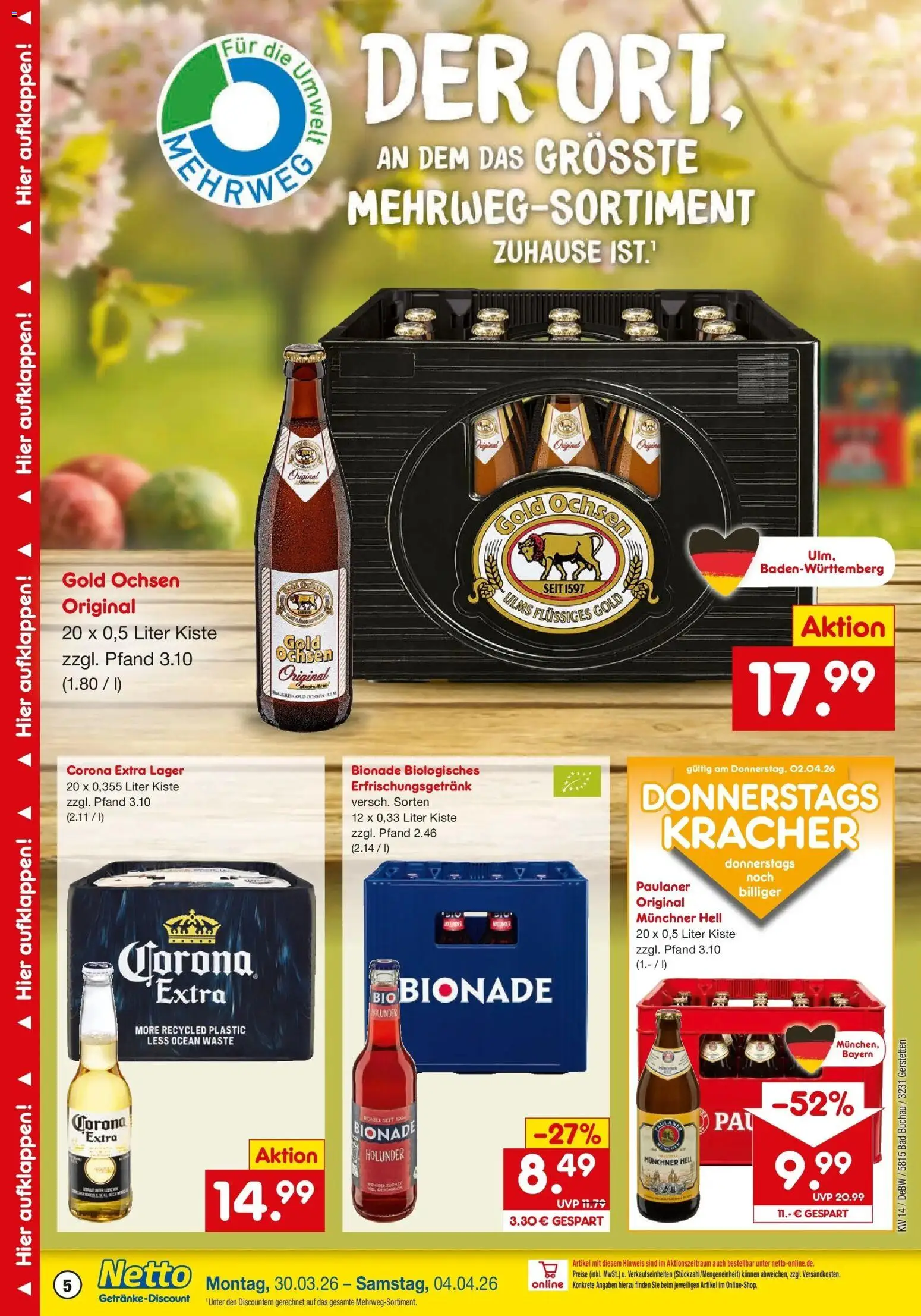 Netto Marken-Discount Prospekt Gerstetten	 – gültig ab 30.03.2026 | Seite: 5 | Produkte: Bad, Bionade, Paulaner