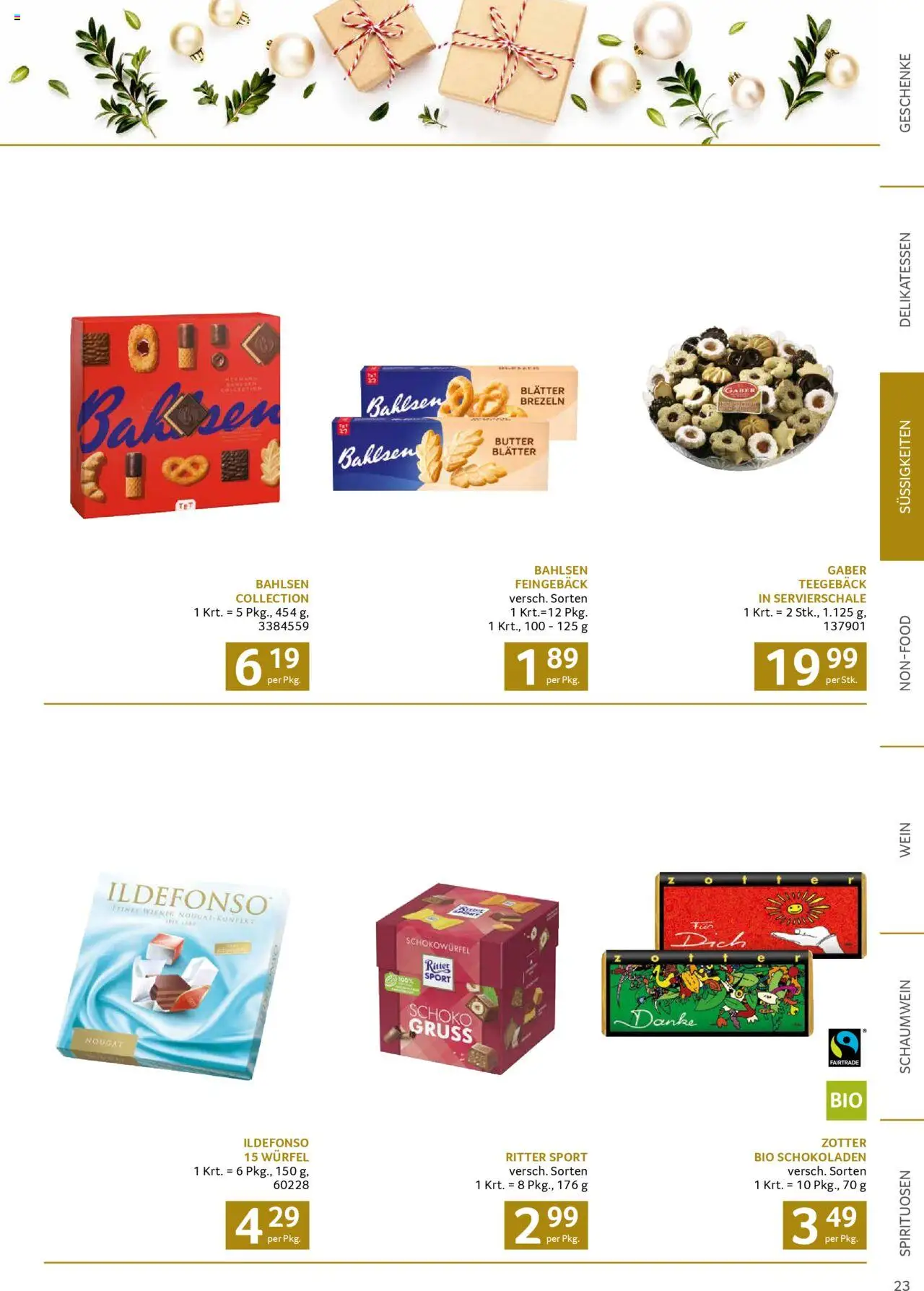 Transgourmet Weihnachtskatalog 2025 gültig ab 13.10.2025 | Seite: 23 | Produkte: Süßigkeiten, Butter, Wein