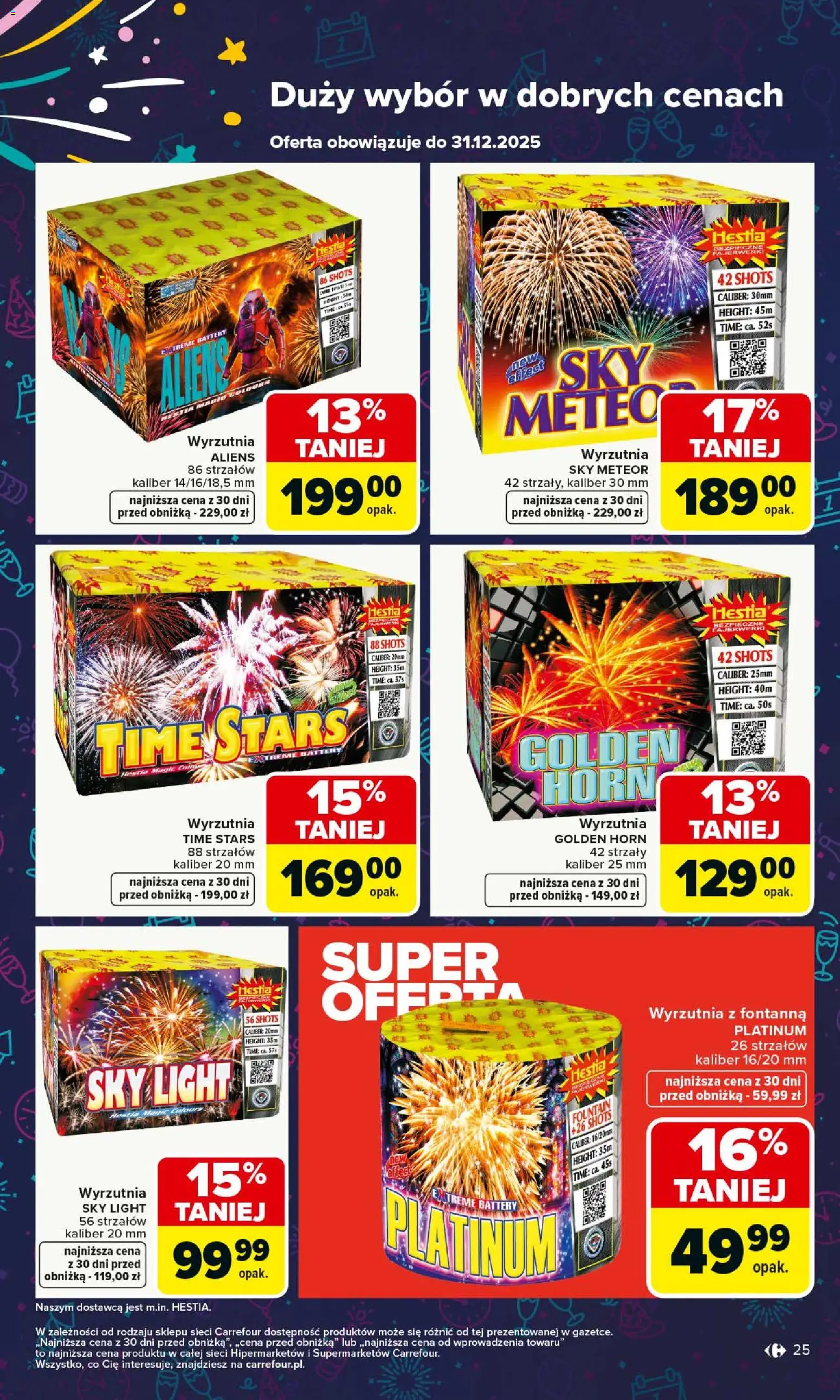 Carrefour Gazetka od 29.12.2025 | Strona: 25 | Produkty: Wyrzutnia, Fajerwerki