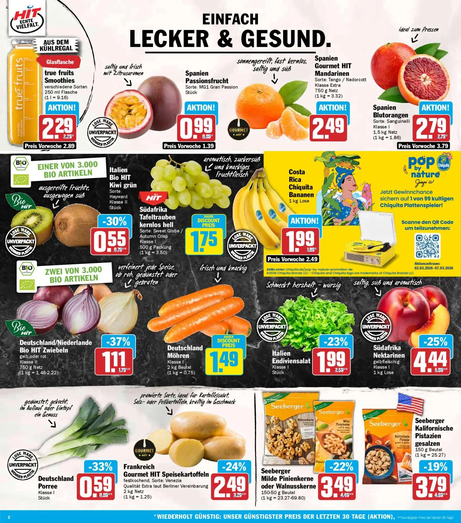HIT Prospekt 	 – gültig ab 02.03.2026 | Seite: 2 | Produkte: Plattenspieler, Bananen, Zwiebeln, Salz