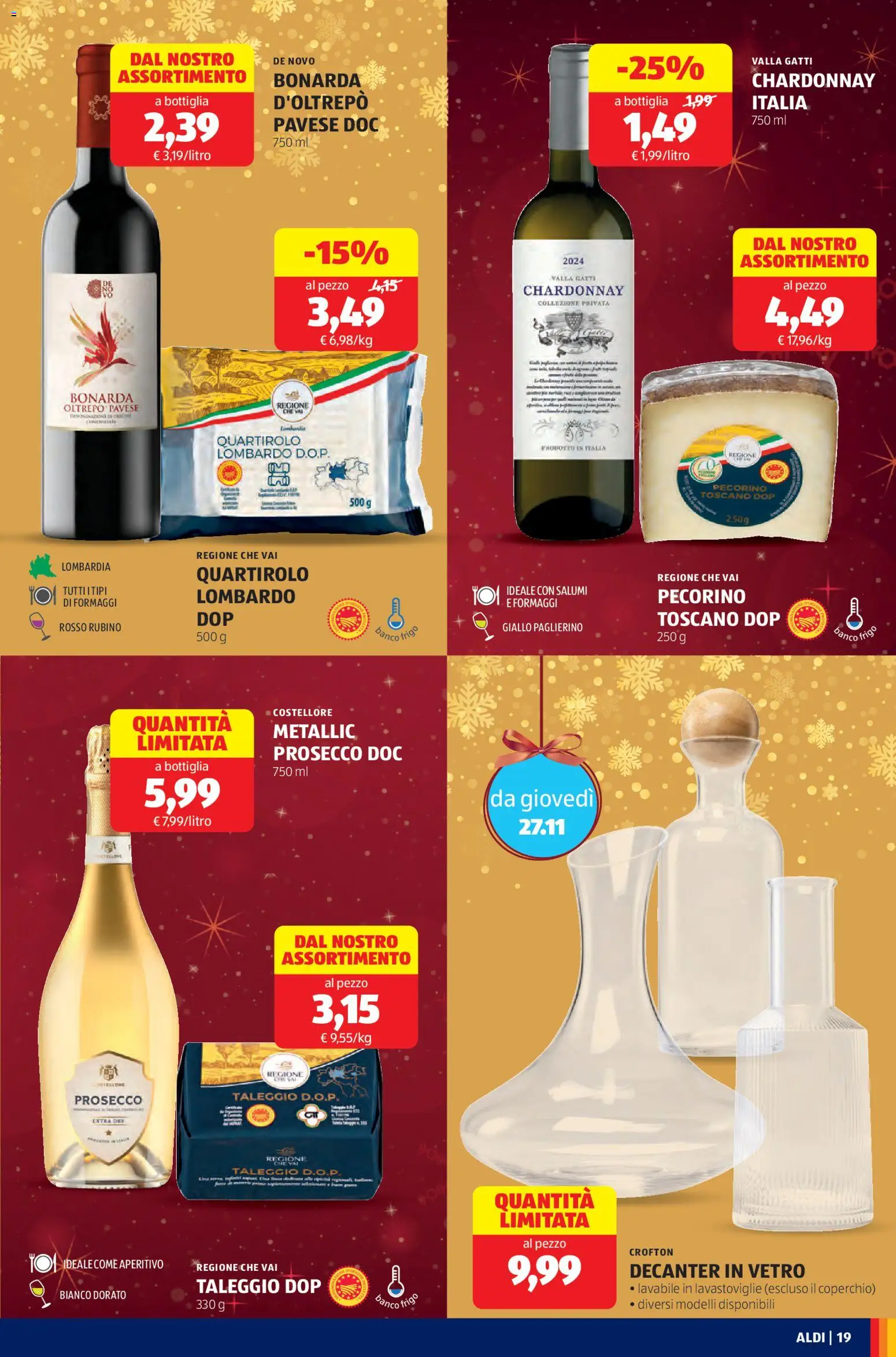 Volantino Aldi del 24.11.2025 | Pagina: 19 | Prodotti: Lavastoviglie, Bottiglia, Pecorino, Aperitivo