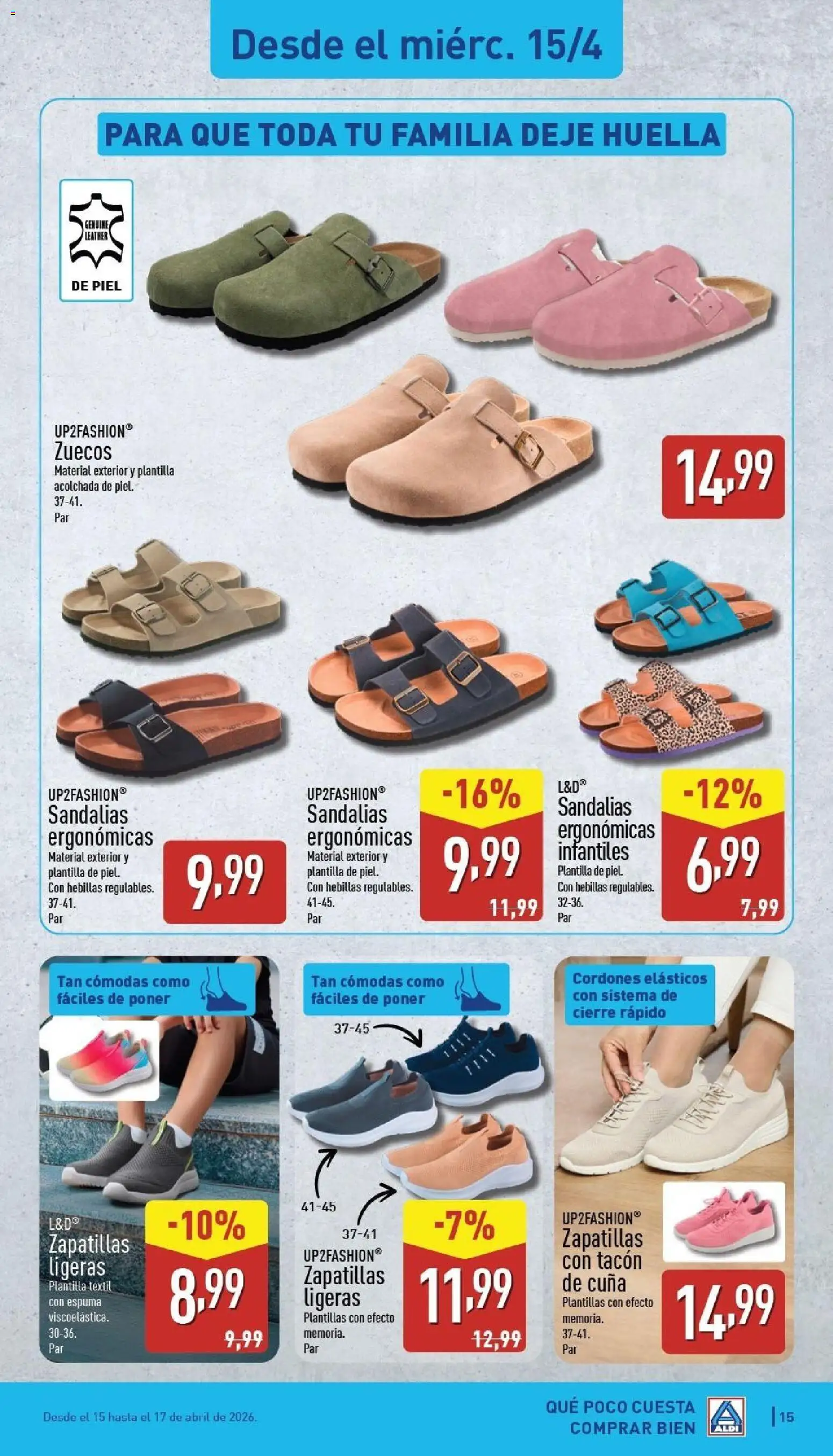 Aldi folleto Península │ válido desde el 13.04.2026 | Página: 15 | Productos: Sandalias, Zapatillas, Cuna