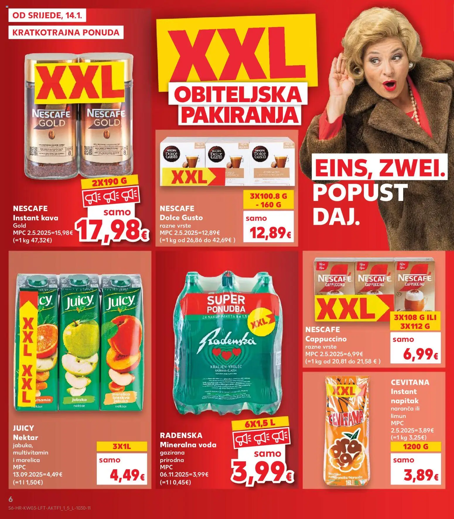 Kaufland katalog | vrijedi od 14.01.2026 | Stranica: 6 | Proizvodi: Mineralna voda, Nescafe, Limun, Cappuccino