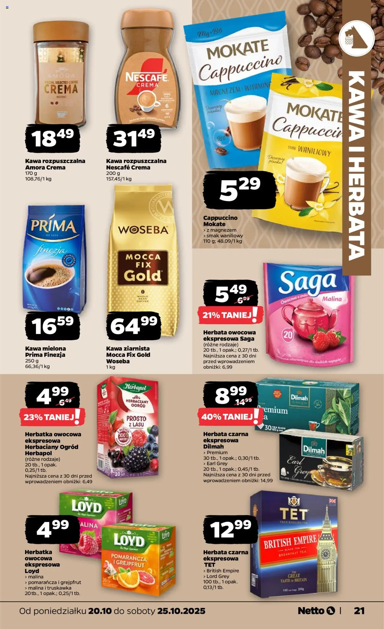 Netto gazetka - Spożywcza od 20.10.2025 | Strona: 21 | Produkty: Malina, Kawa ziarnista, Kawa, Grejpfrut
