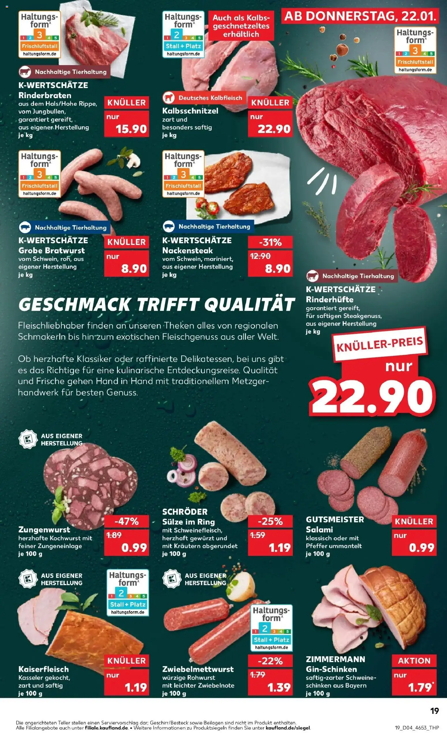 Kaufland prospekt Nienburg	 – gültig ab 22.01.2026 | Seite: 19 | Produkte: Pfeffer, Salami, Schinken, Gin