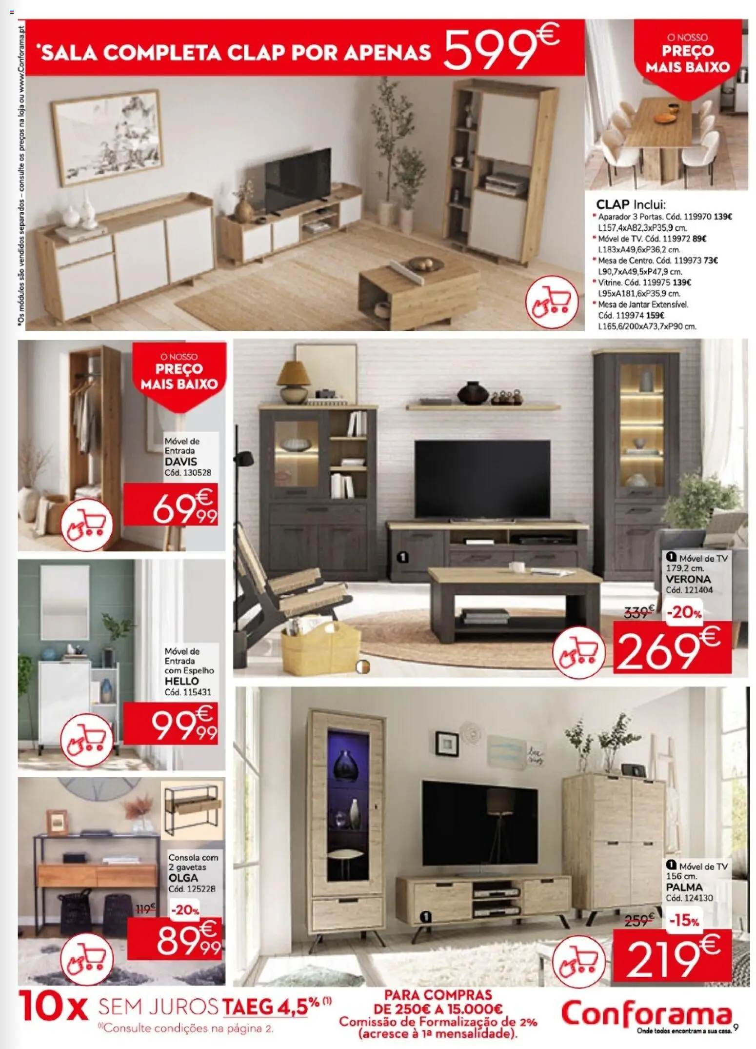 Conforama folheto │ válido de 26.02.2026 | Página: 9 | Produtos: Mesa, Aparador, Espelho, Mesa de jantar