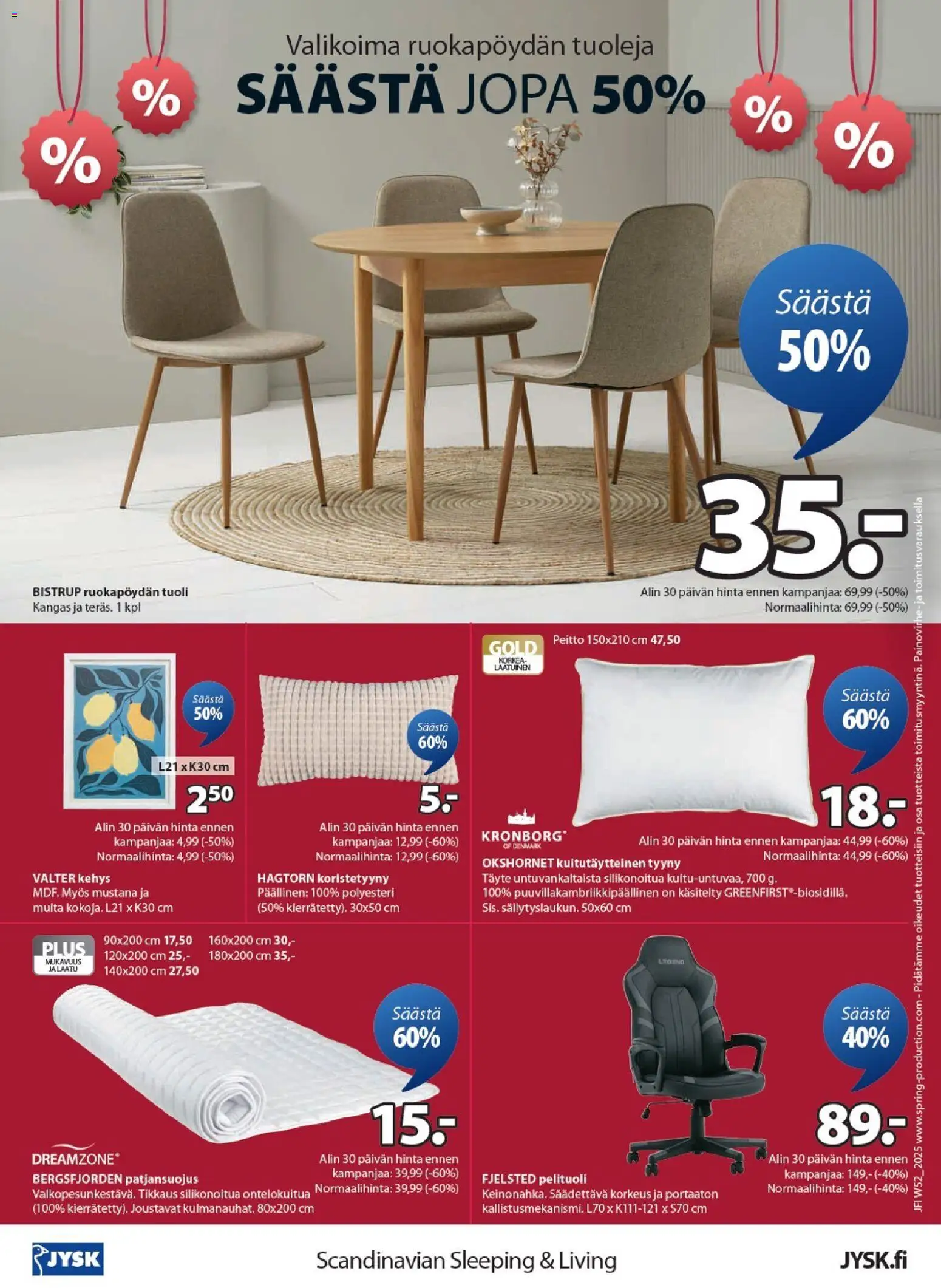 JYSK tarjoukset – voimassa 25.12.2025 alkaen | Sivu: 24 | Tuotteet: Kangas, Tuoli, Peitto, Koristetyyny