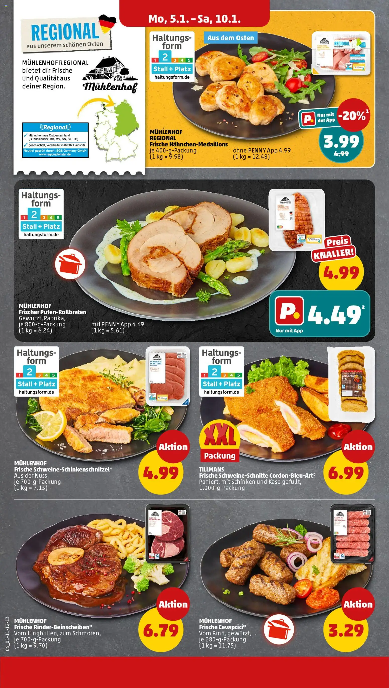 Penny Prospekt 	 – gültig ab 05.01.2026 | Seite: 6 | Produkte: Hahnchen, Käse, Cevapcici, Schnitzel