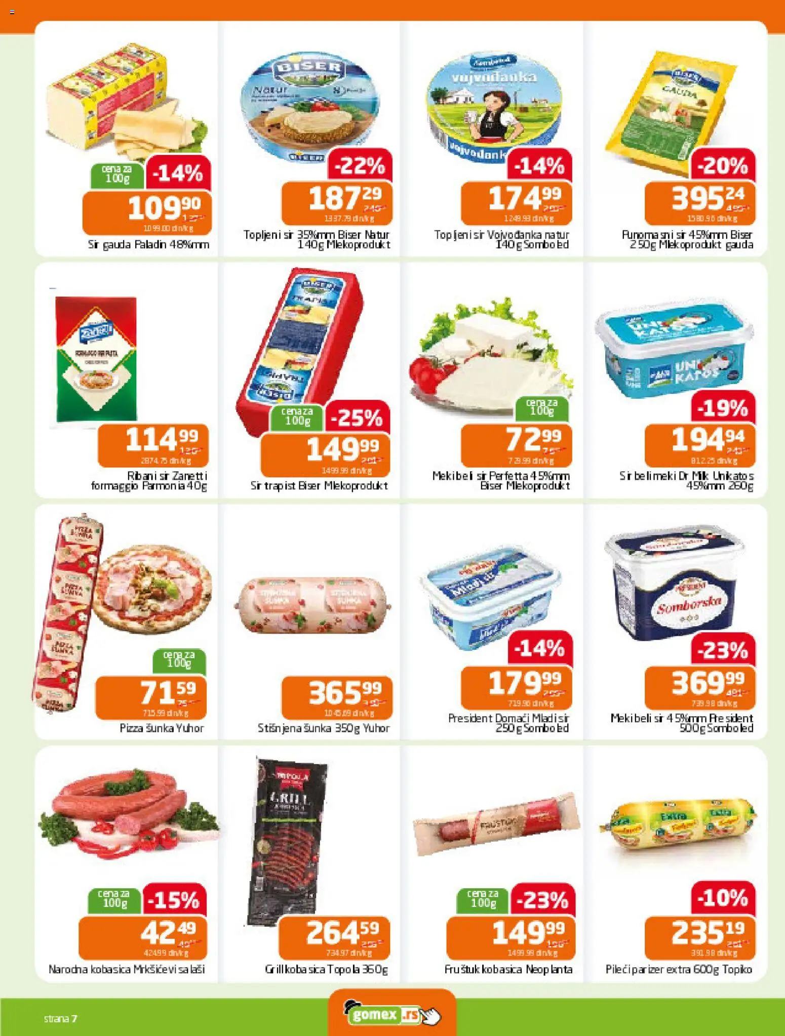 Gomex katalog - važi od 17.12.2025 | Strana: 7 | Proizvode: Šunka, Pizza šunka, Kobasica