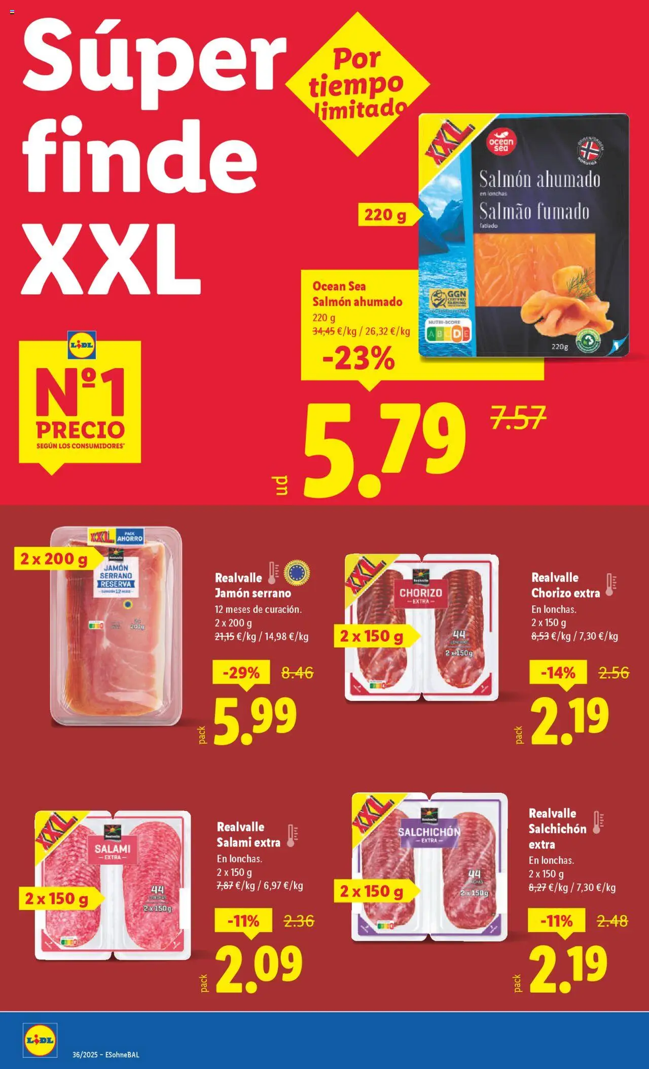 Lidl folleto │ válido desde el 01.09.2025 | Página: 12 | Productos: Jamón serrano, Jamón, Salmón ahumado, Salami
