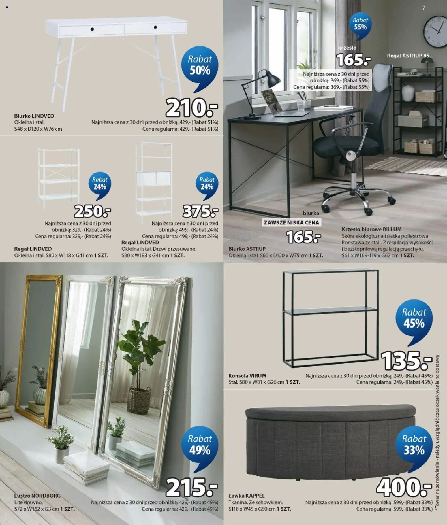 JYSK gazetka od 18.03.2026 | Strona: 7 | Produkty: Krzesło, Biurko, Lustro, Siatka