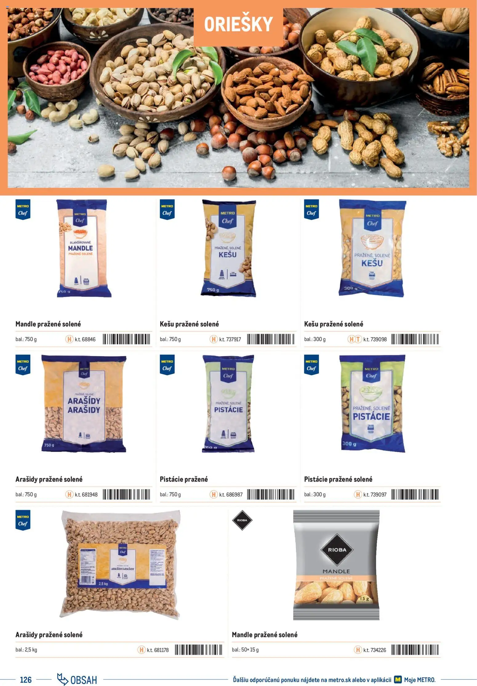 Nové Metro akcie – leták je platný od 01.01.2025 | Strana: 126 | Produkty: Arašidy, Pistácie, Mandle