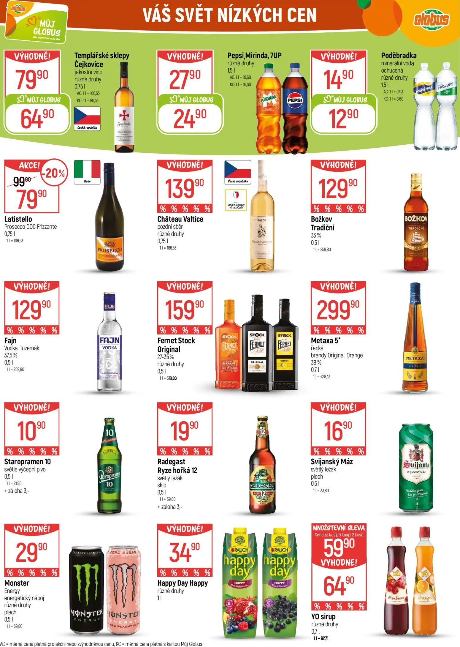 Globus leták - Praha Černý Most od 07.01.2026 | Strana: 22 | Produkty: Staropramen 10, Globus, Brandy, Yo sirup