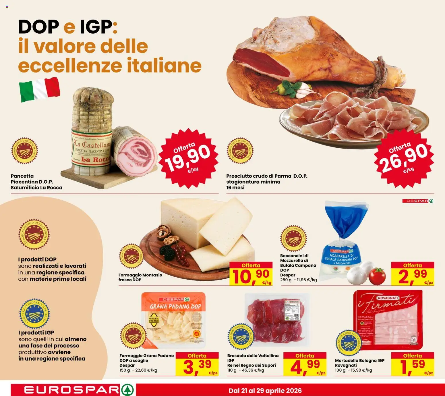 Volantino Despar del 21.04.2026 | Pagina: 12 | Prodotti: Bresaola, Pancetta, Mortadella, Grana Padano