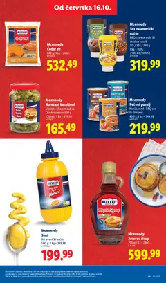 Mcennedy Narezani kornišoni, U slatko-kiselom nalivu Oceđena masa 360 g 720 ml; 1 kg = 459.70 - pregled Lidl kataloga - važi od 16.10.2025 | Strana: 27