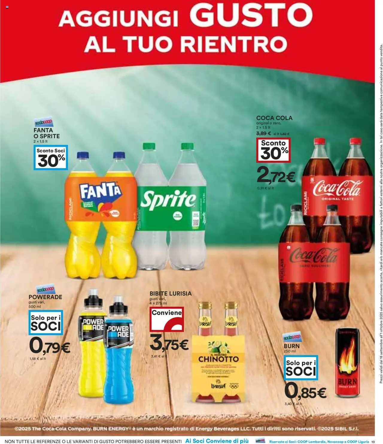 Volantino COOP del 18.09.2025 | Pagina: 19 | Prodotti: Chinotto, The, Bibite, Fanta