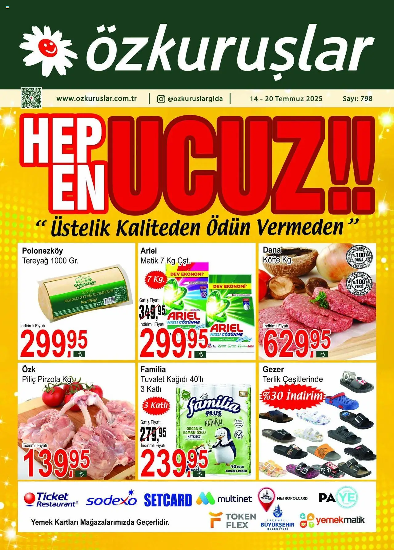 Özkuruşlar Katalog - 14.07.2025 tarihinden itibaren geçerlidir | Sayfa: 1 | Ürünler: Tuvalet, Tereyağı, Terlik, Pirzola