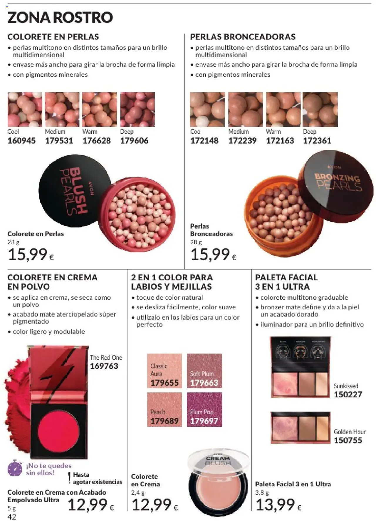 Catálogo AVON campaña 6 │ válido desde el 01.06.2025 | Página: 42 | Productos: Polvo, Iluminador, Crema, Té