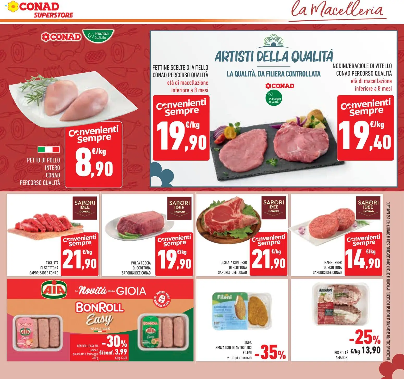 Volantino Conad del 25.02.2026 | Pagina: 13 | Prodotti: Petto di Pollo, Prosciutto, Vitello, Hamburger