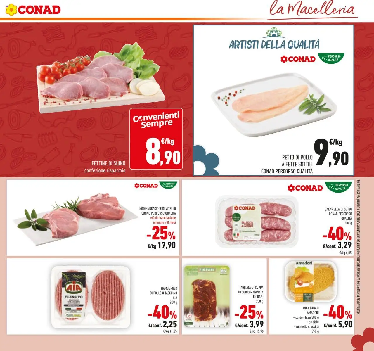 Volantino Conad del 27.08.2025 | Pagina: 9 | Prodotti: Petto di Pollo, Tacchino, Salsiccia, Hamburger
