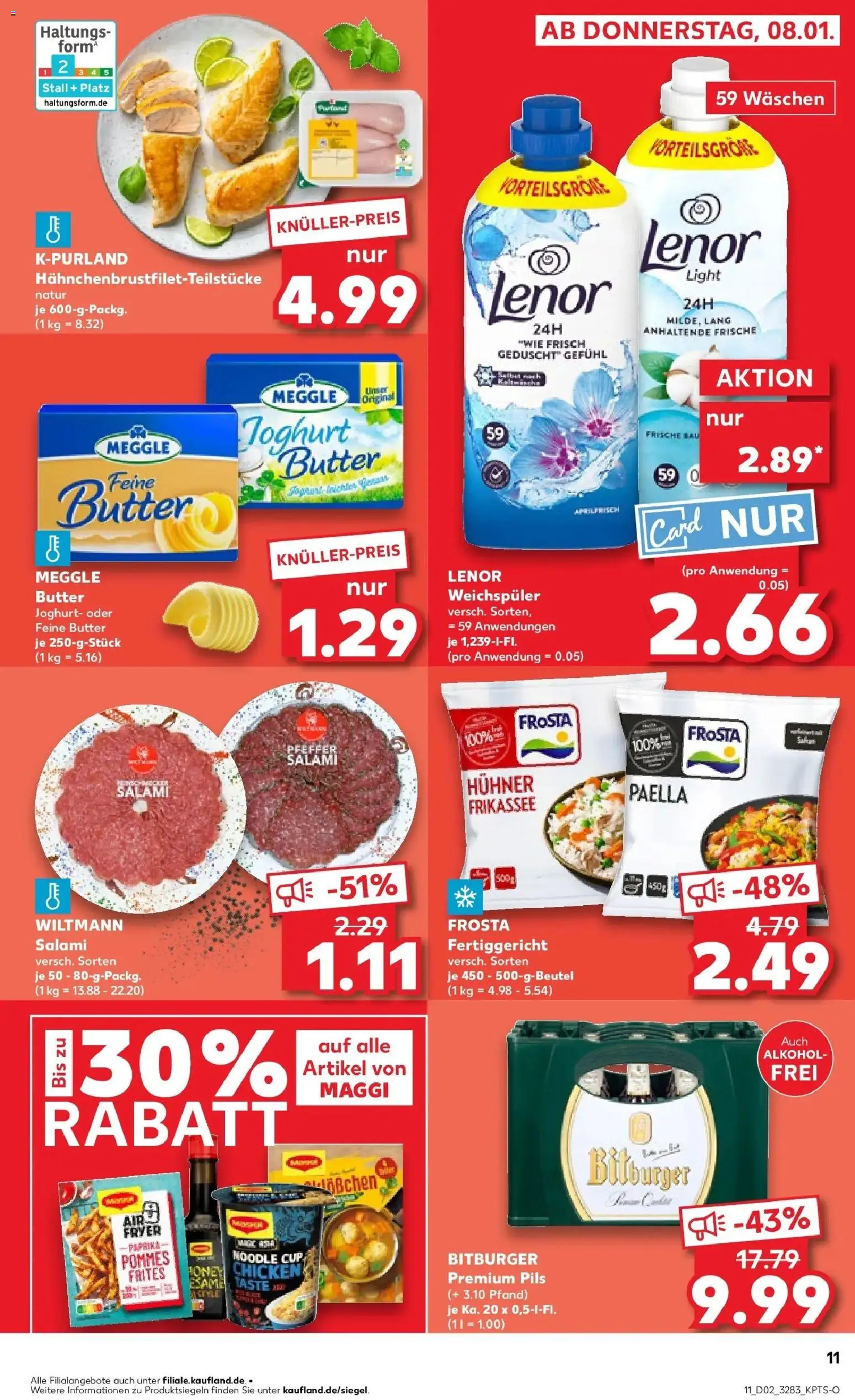 Kaufland prospekt Wurzen	 – gültig ab 11.01.2026 | Seite: 11 | Produkte: Butter, Pommes, Weichspüler, Salami