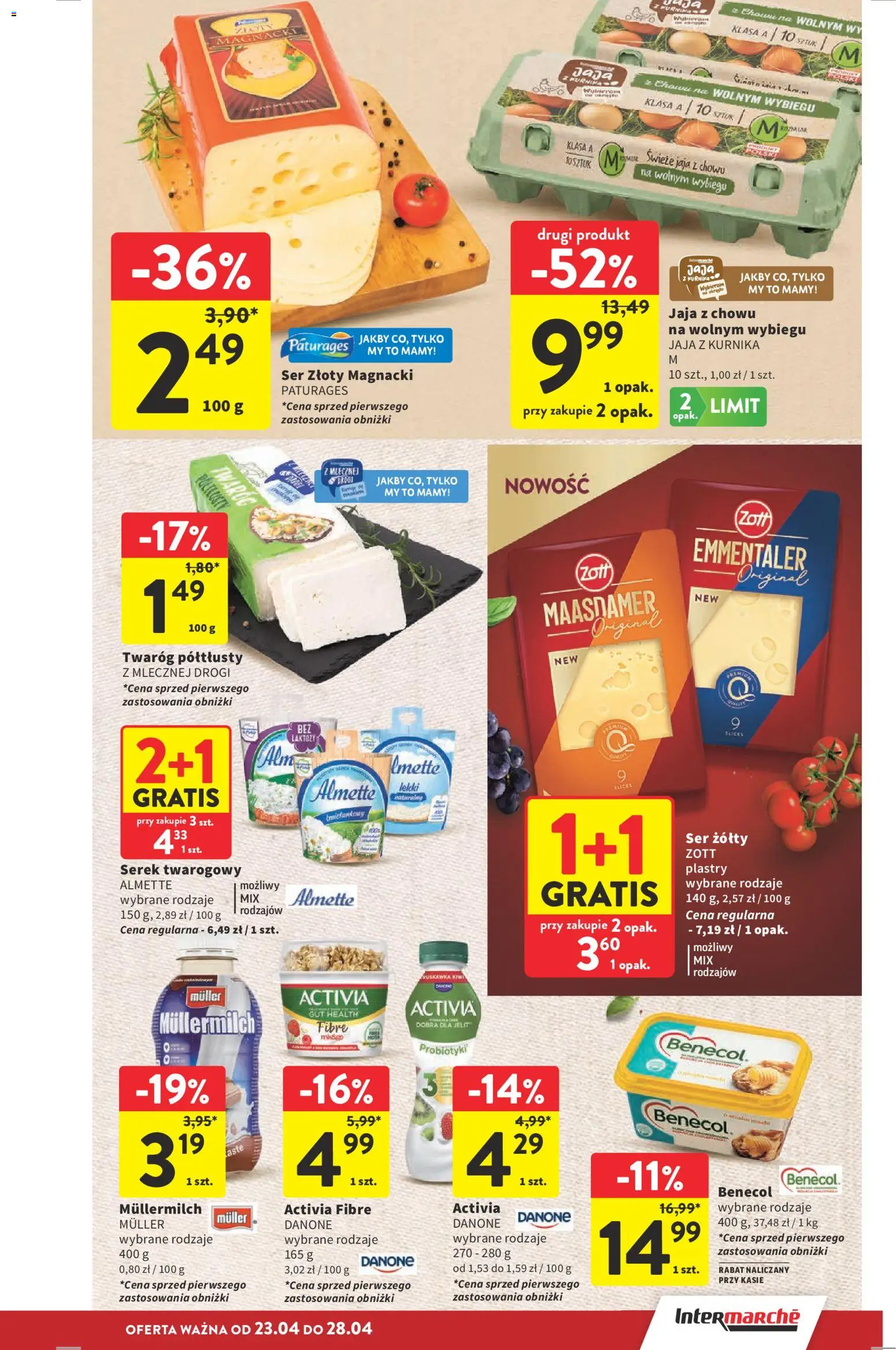 Intermarche gazetka od 23.04.2026 | Strona: 27 | Produkty: Ser żółty, Twaróg półtłusty, Serek, Ser